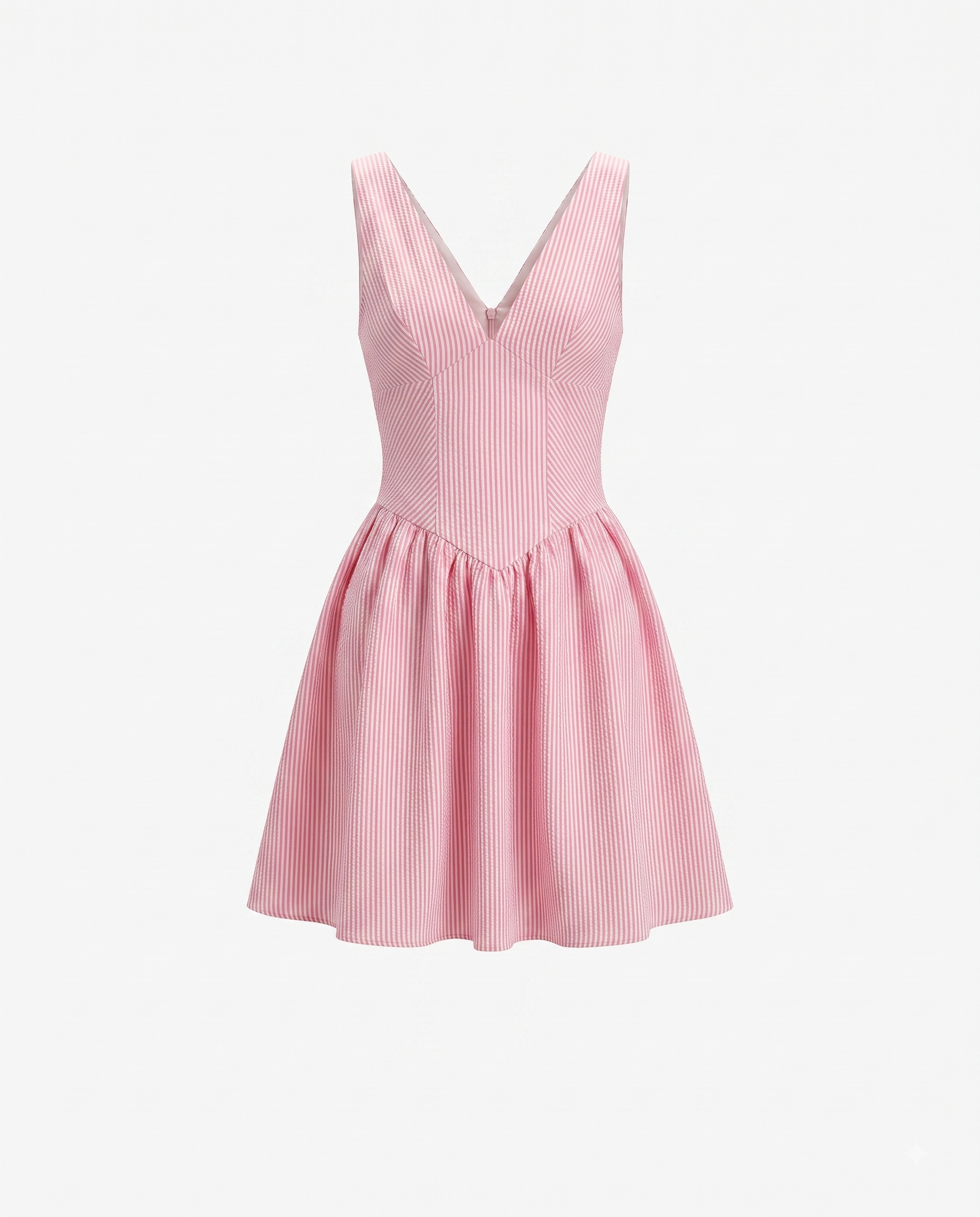 Pembe Çizgili Kısa Elbise