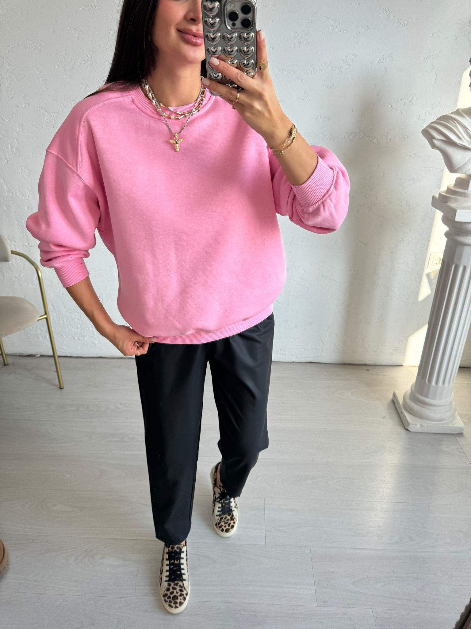 Pembe Dikiş Detaylı Sweat