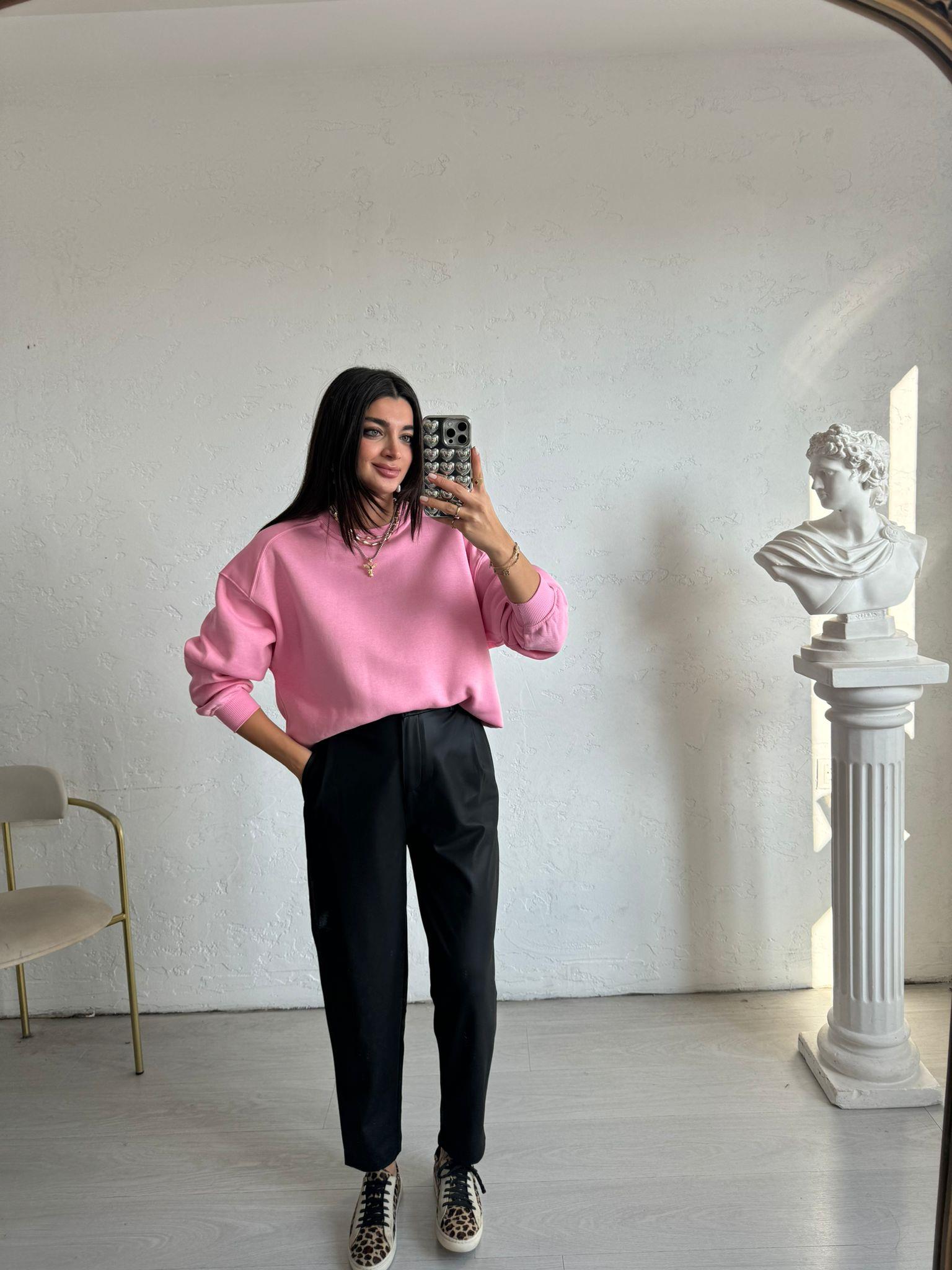 Pembe Dikiş Detaylı Sweat