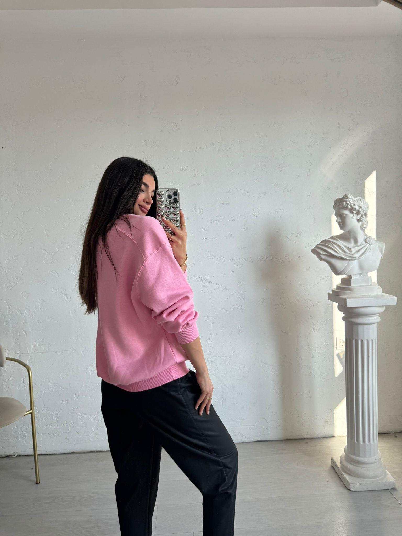 Pembe Dikiş Detaylı Sweat