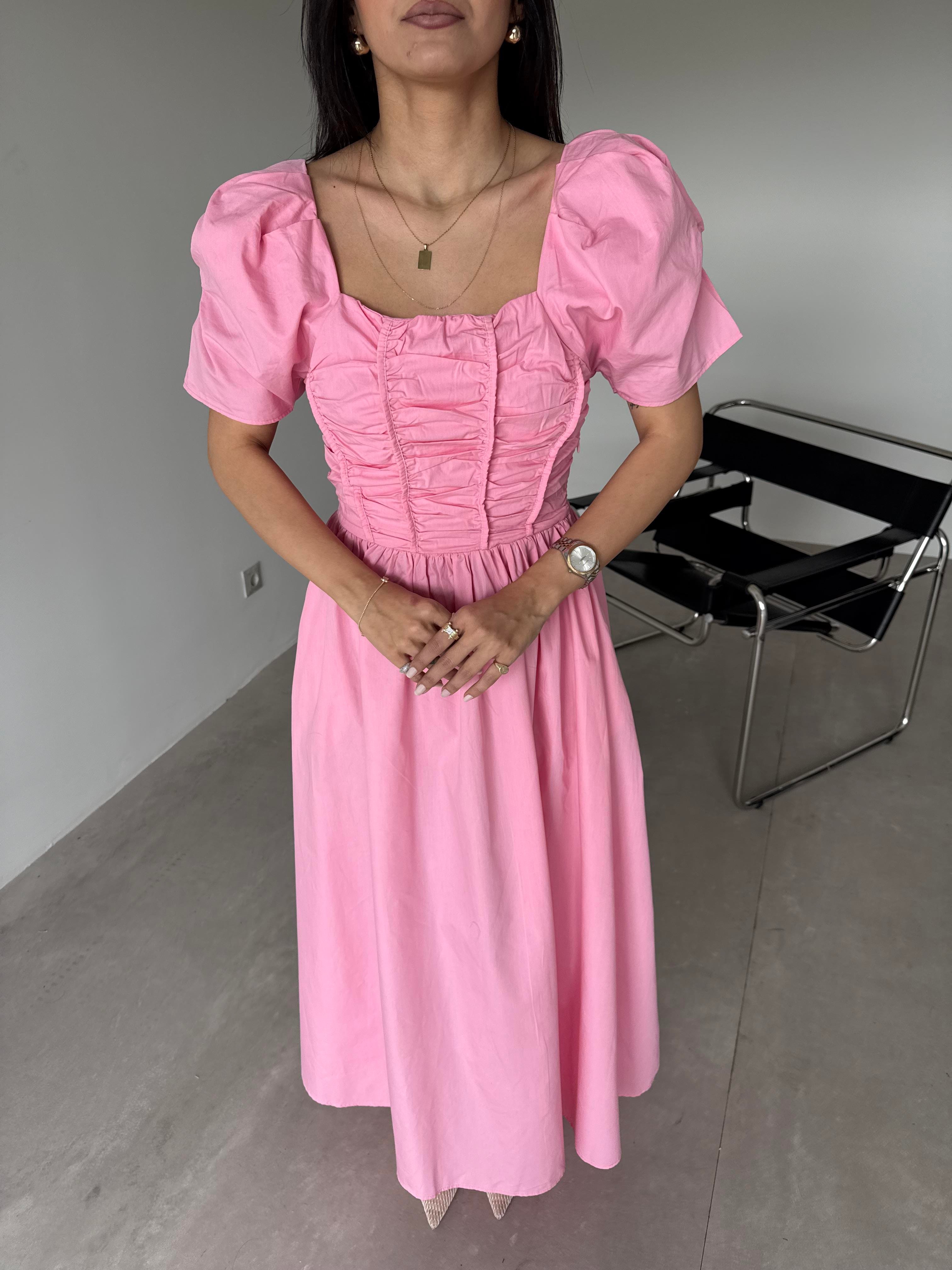 Pembe Gipeli Poplin Elbise
