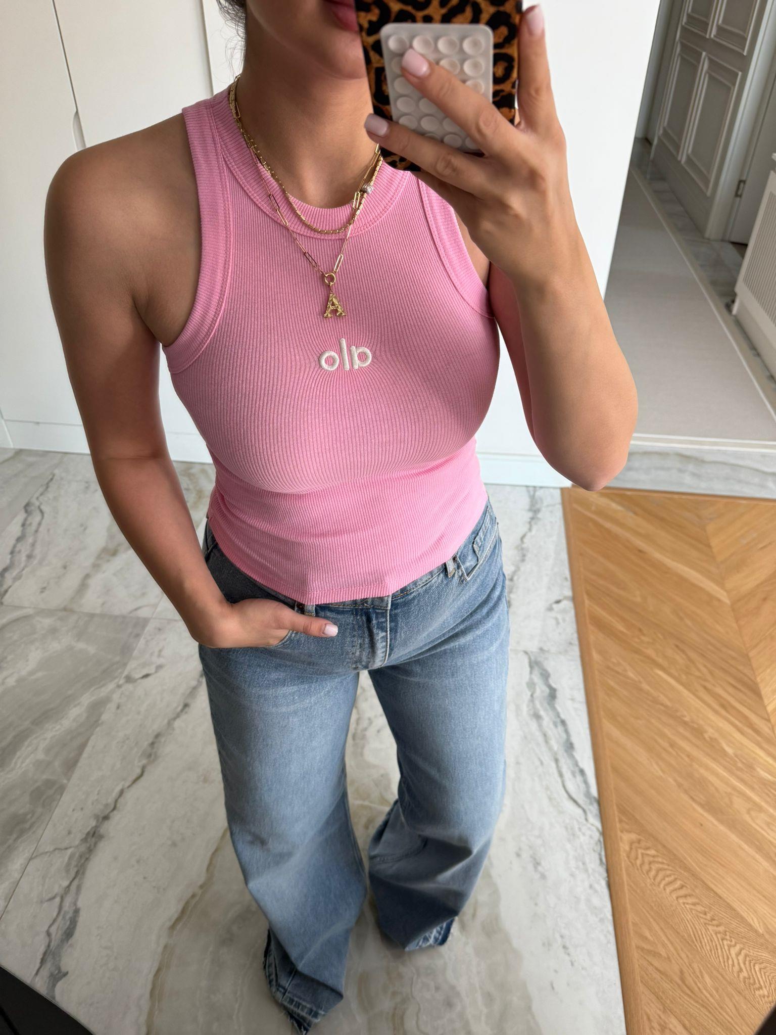Pembe Halter Yaka Logolu Crop
