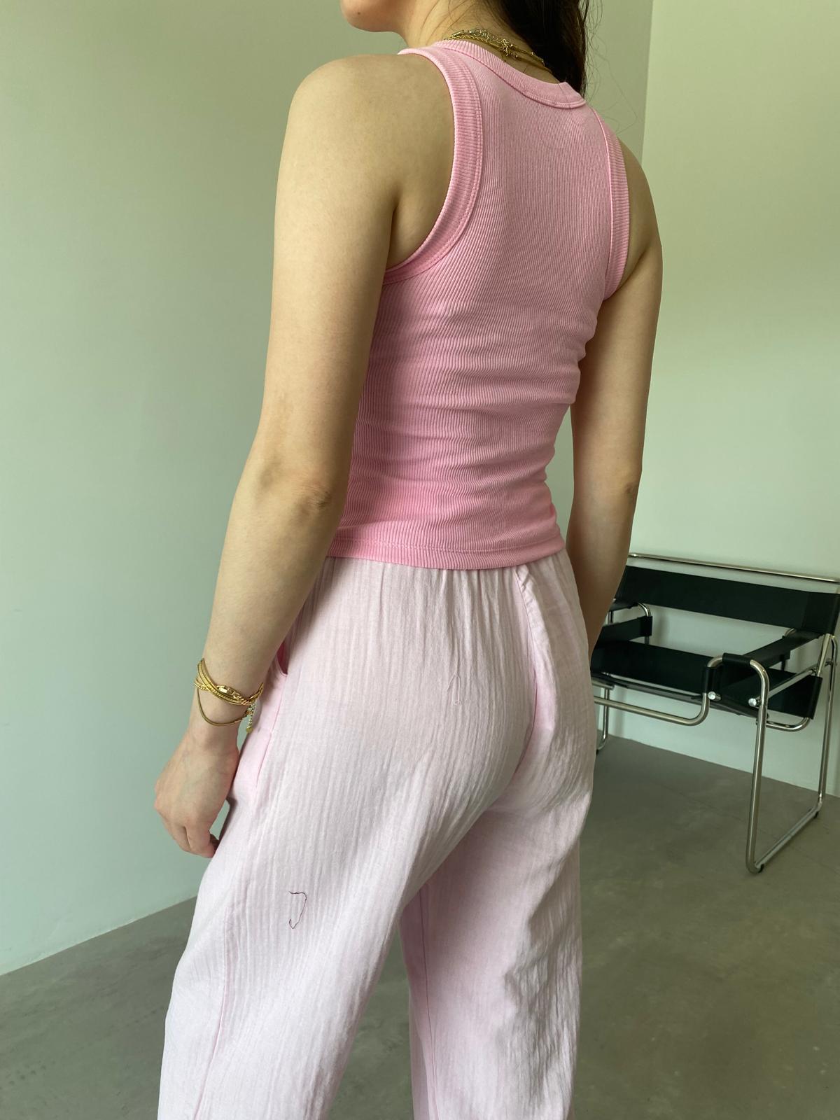 Pembe Keten Şalvar Pantolon