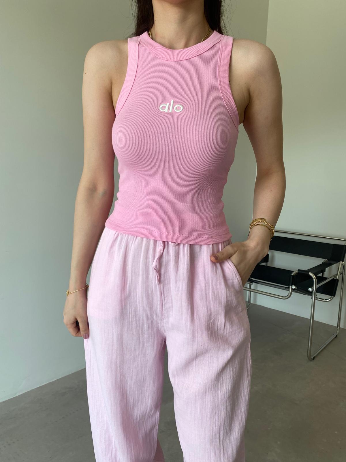 Pembe Keten Şalvar Pantolon