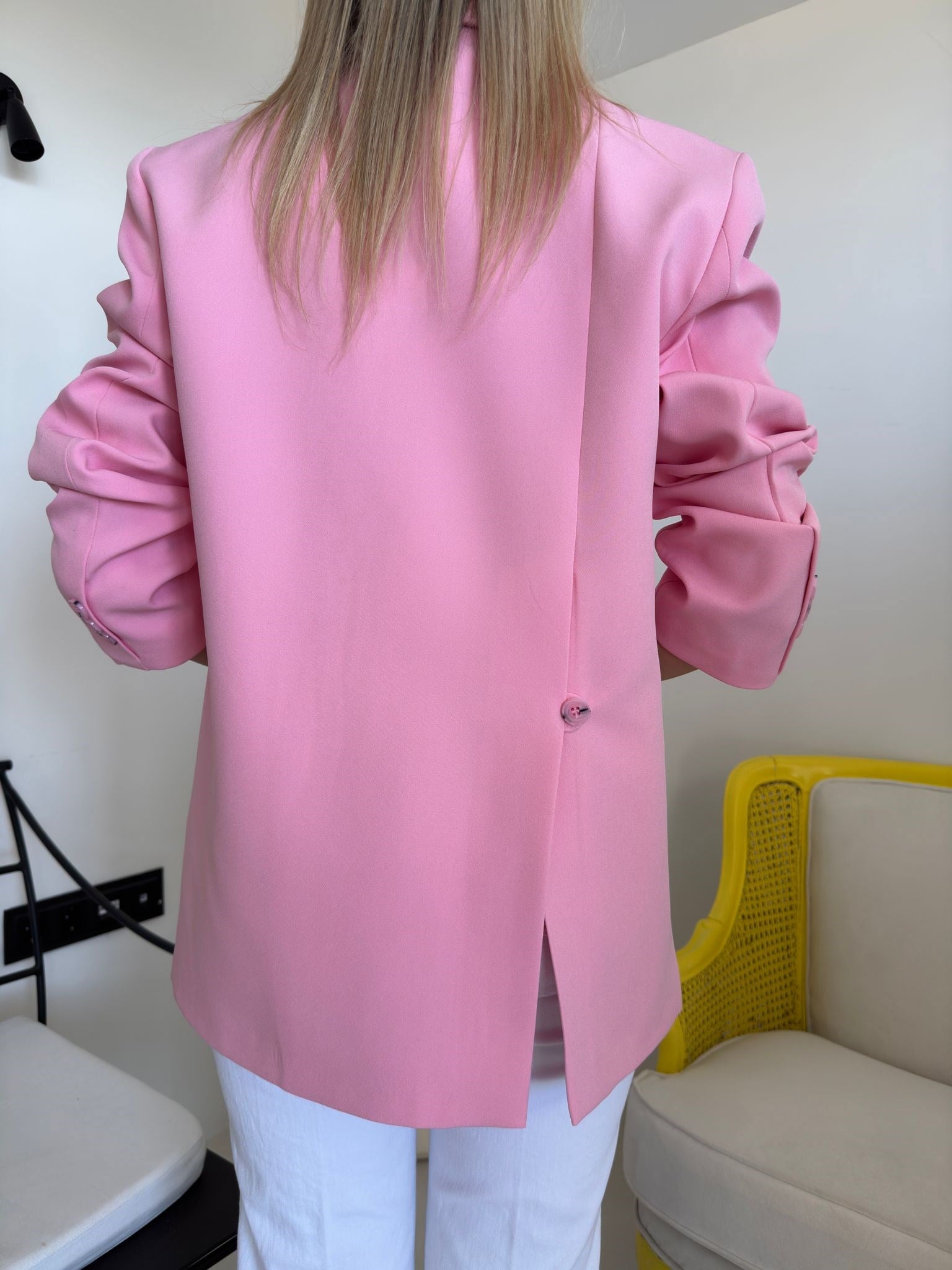 Pembe Kruvaze Yaka Blazer Ceket