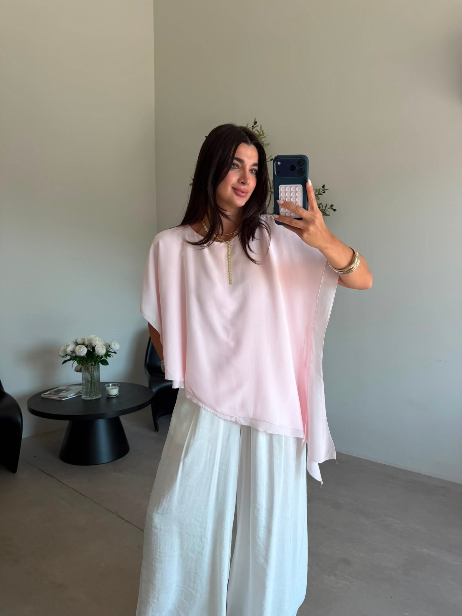 Pembe Oversize Asimetrik Bluz