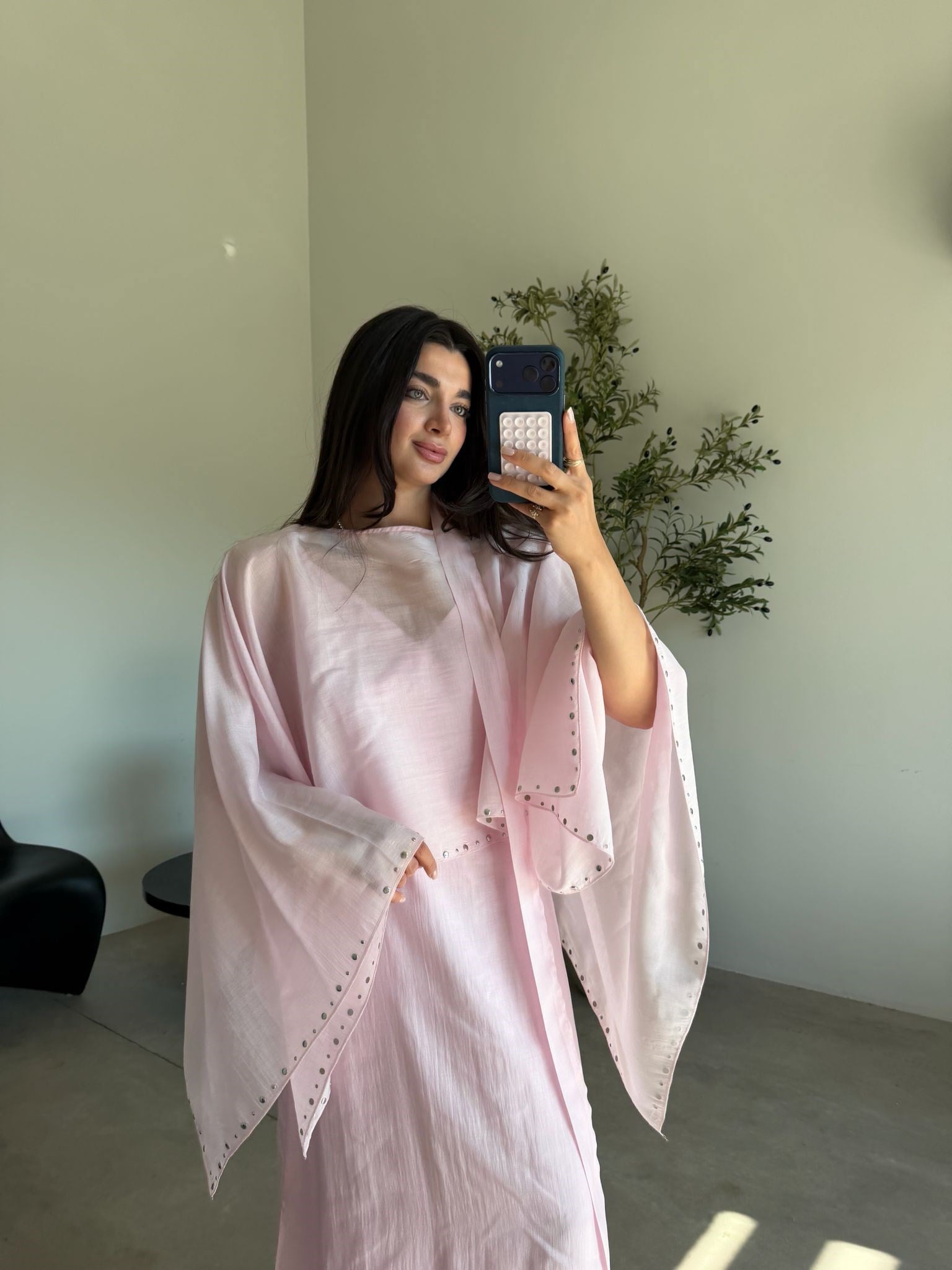 Pembe Pelerini Astarlı Elbise