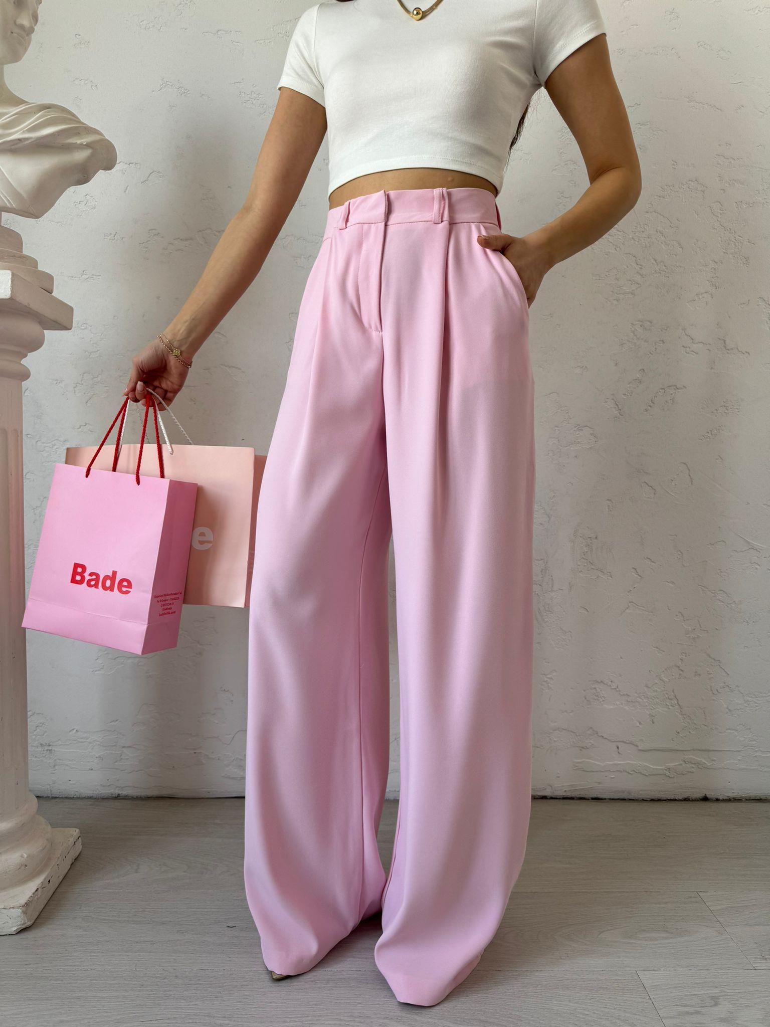Pembe Pileli Palazzo Pantolon