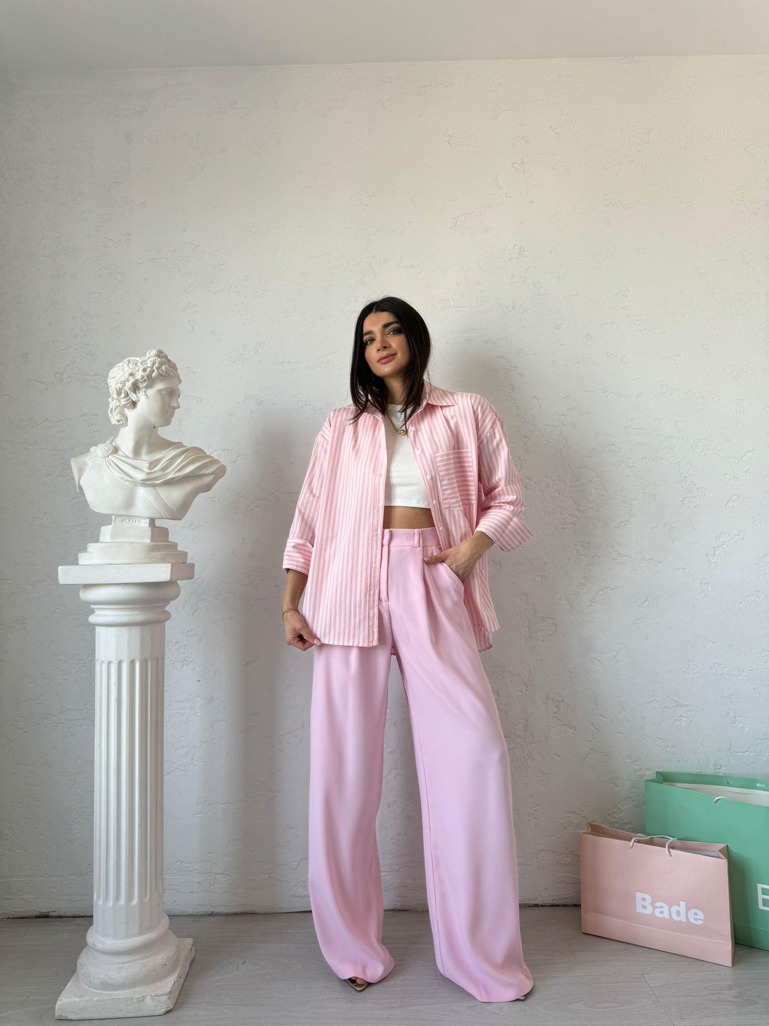 Pembe Pileli Palazzo Pantolon