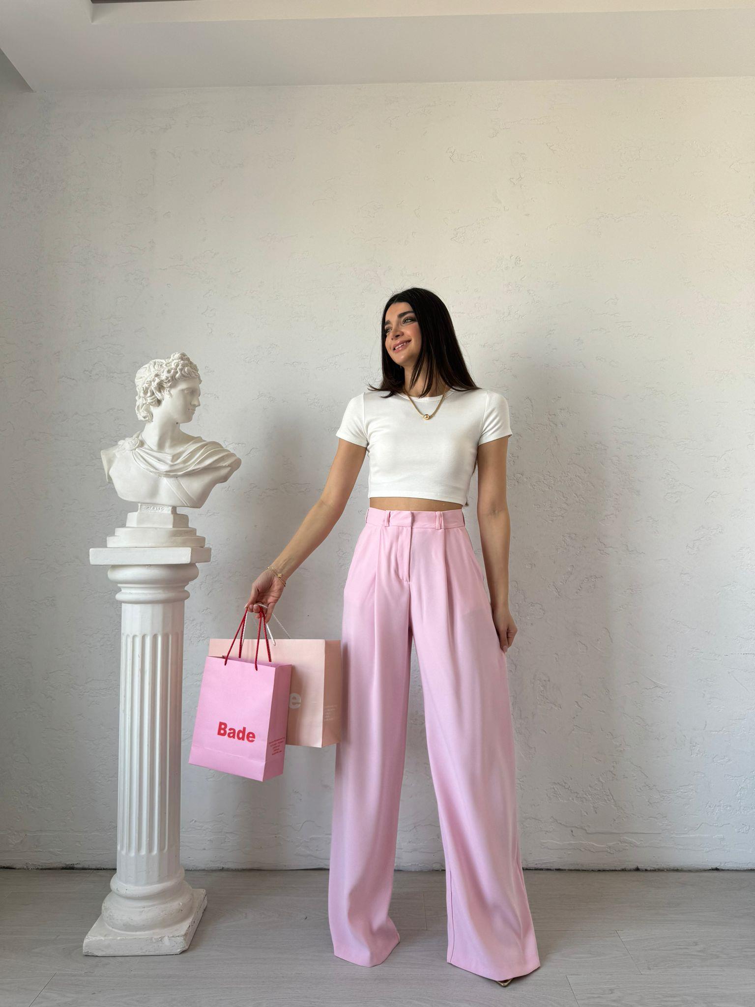 Pembe Pileli Palazzo Pantolon