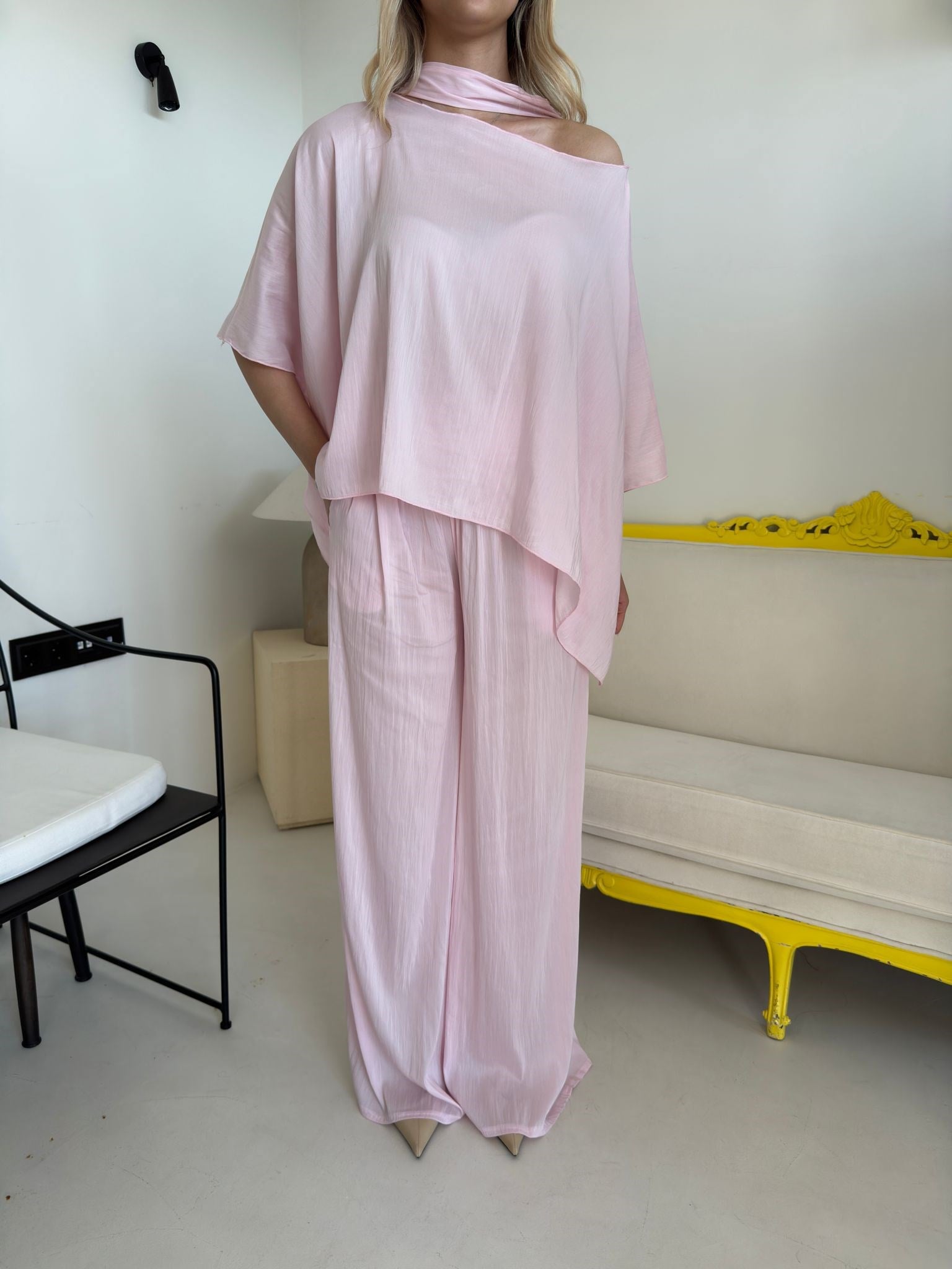 Pembe Şallı Yarasa Kol Takım