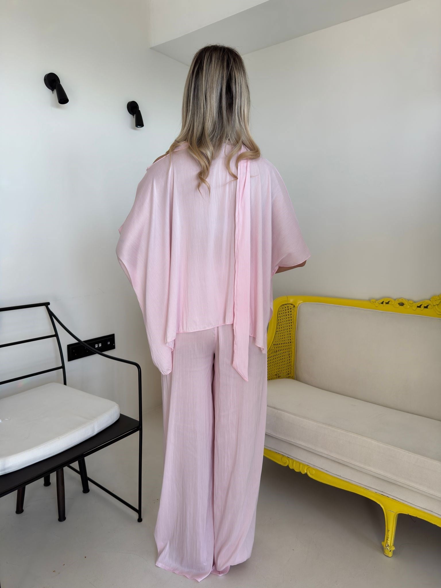Pembe Şallı Yarasa Kol Takım