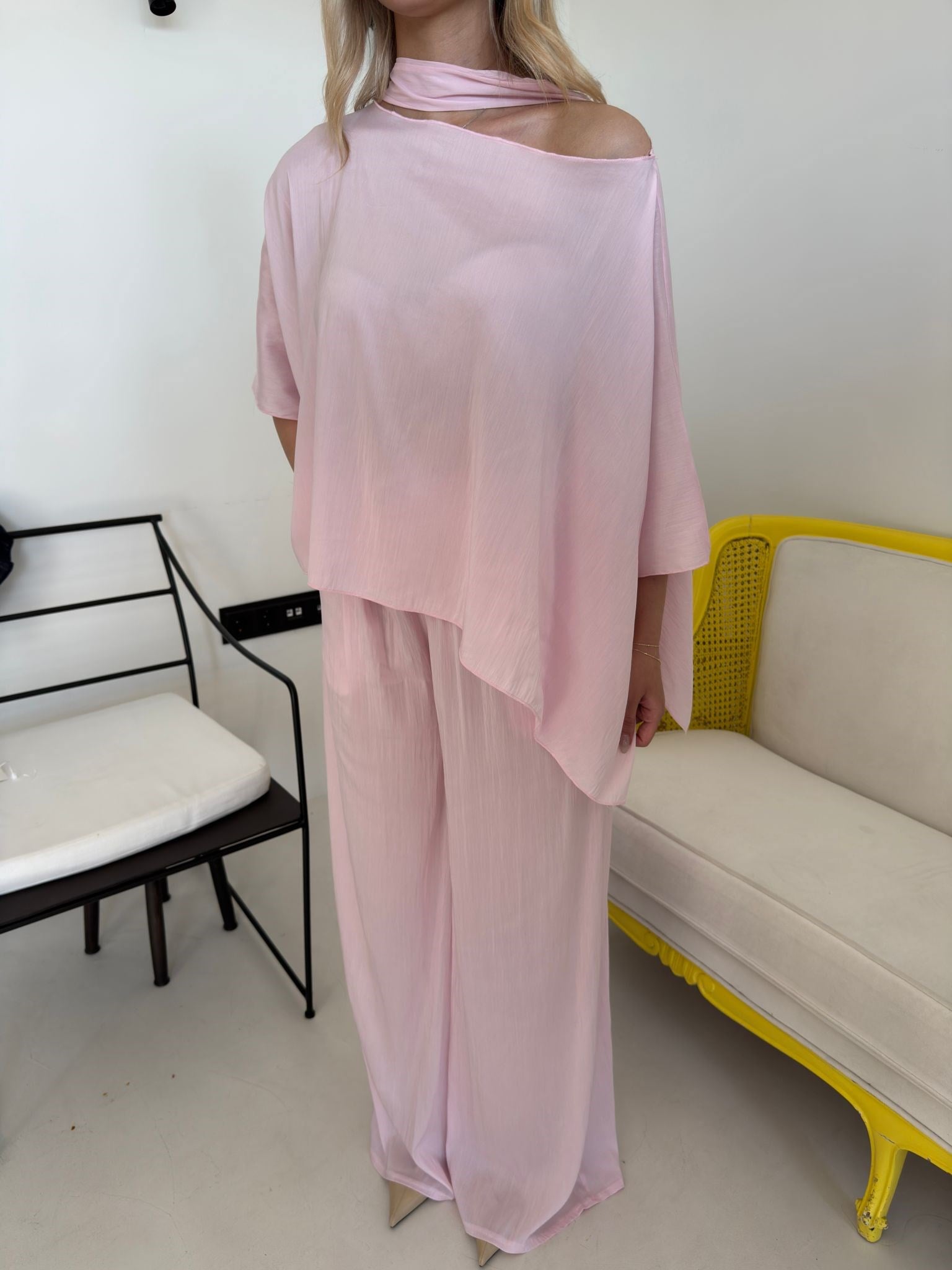 Pembe Şallı Yarasa Kol Takım