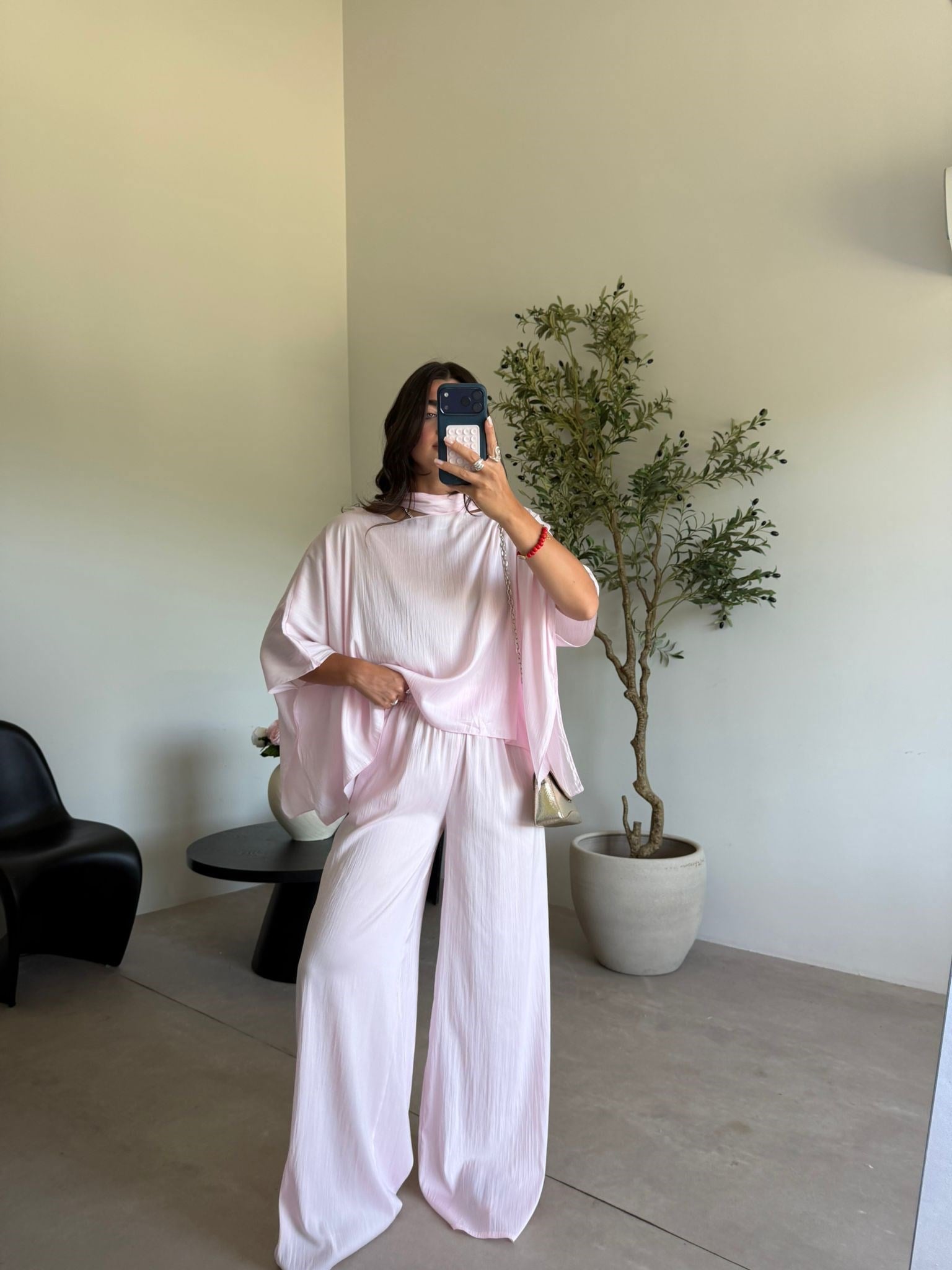 Pembe Şallı Yarasa Kol Takım