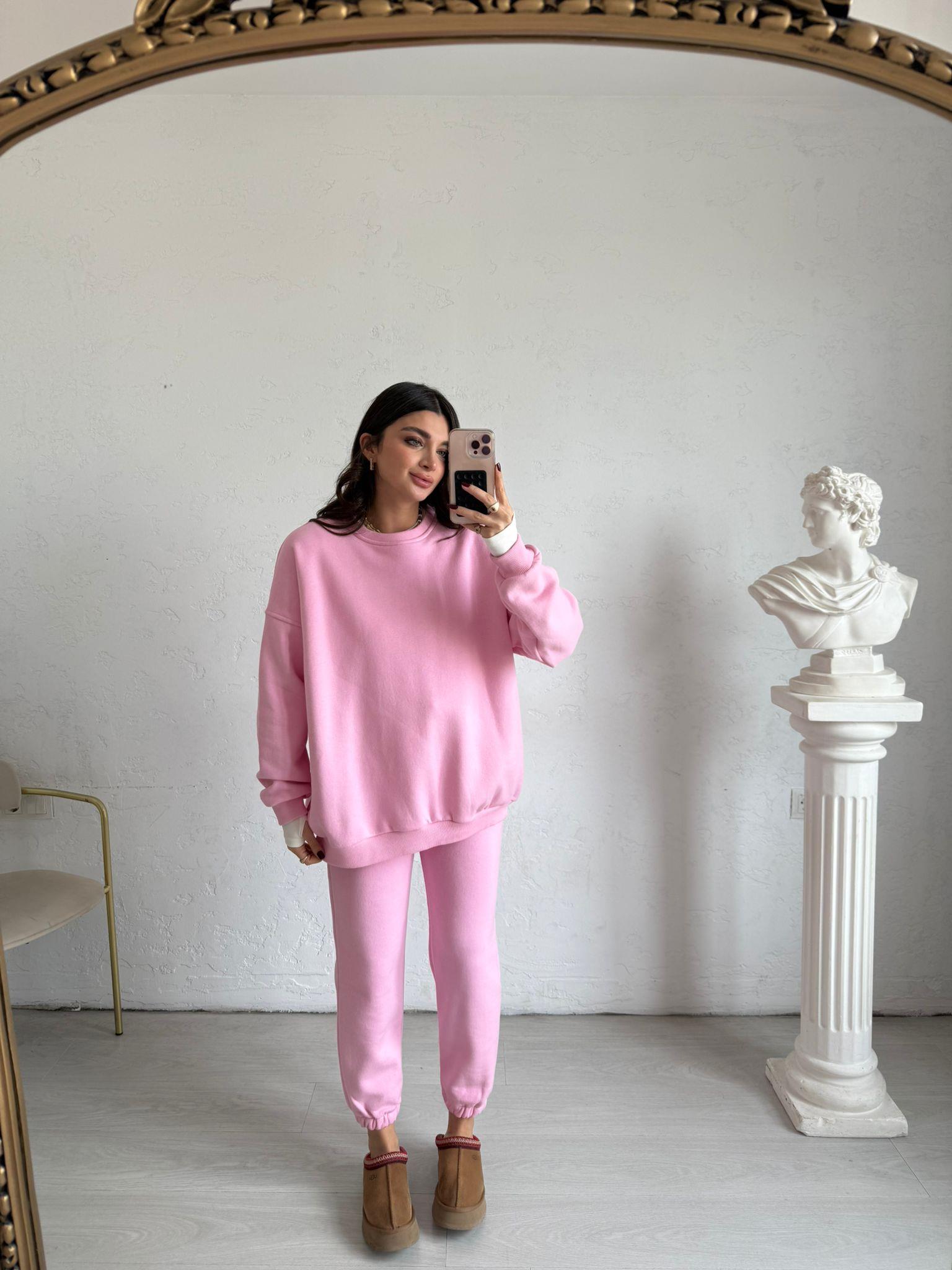 Pembe Şardonlu Oversize Aura Eşofman Altı
