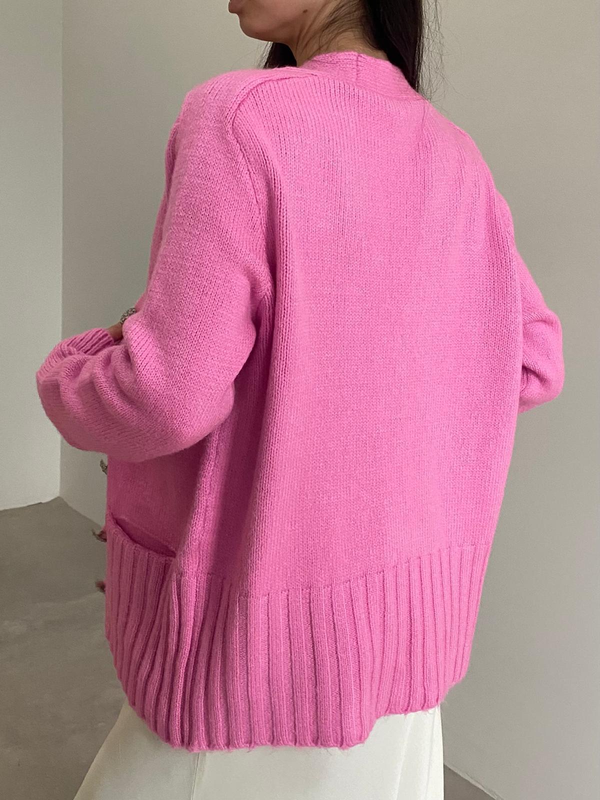 Pembe Taş Düğmeli Hırka 