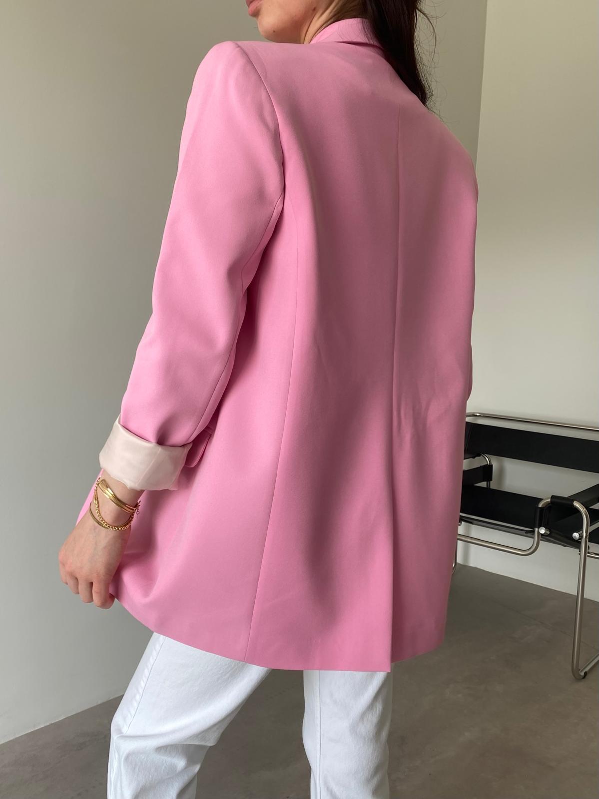 Pembe Tek Düğmeli Blazer Ceket