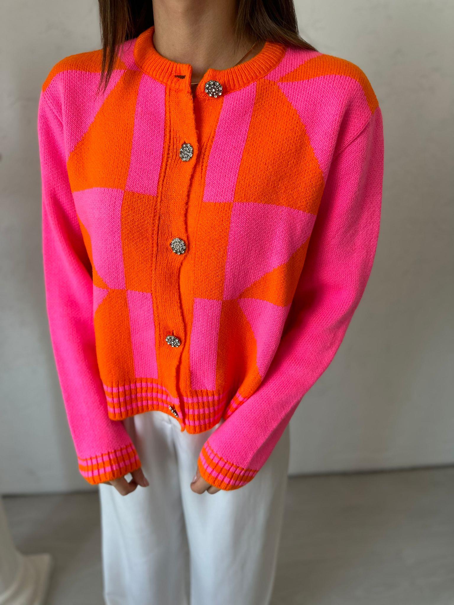 Pembe Turuncu Neon Hırka