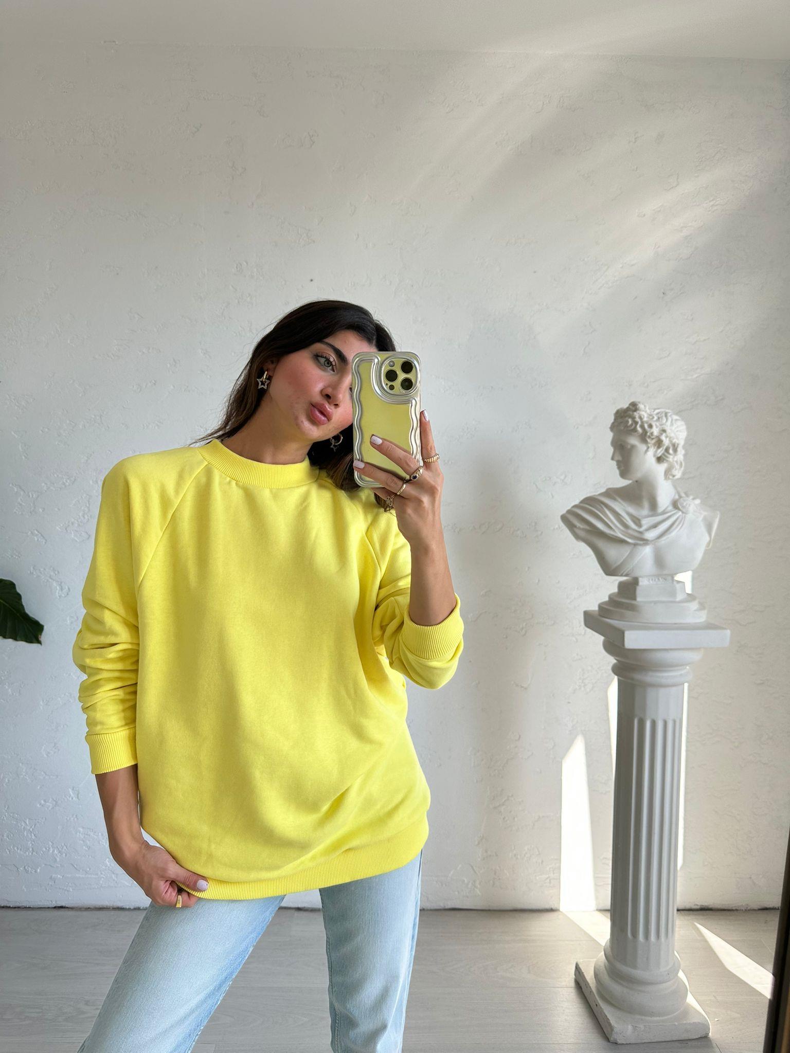 Sarı Basic Sweat
