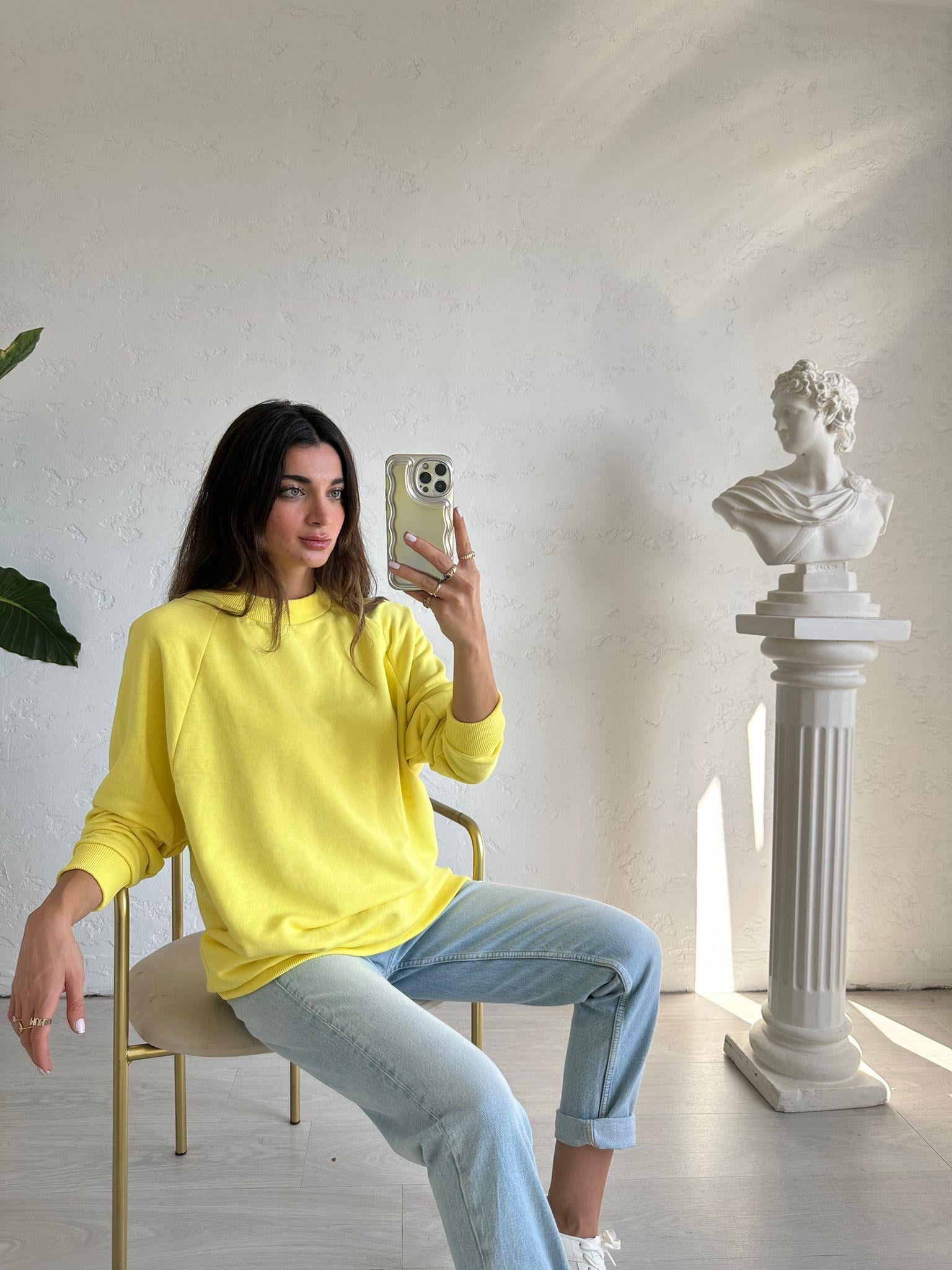 Sarı Basic Sweat