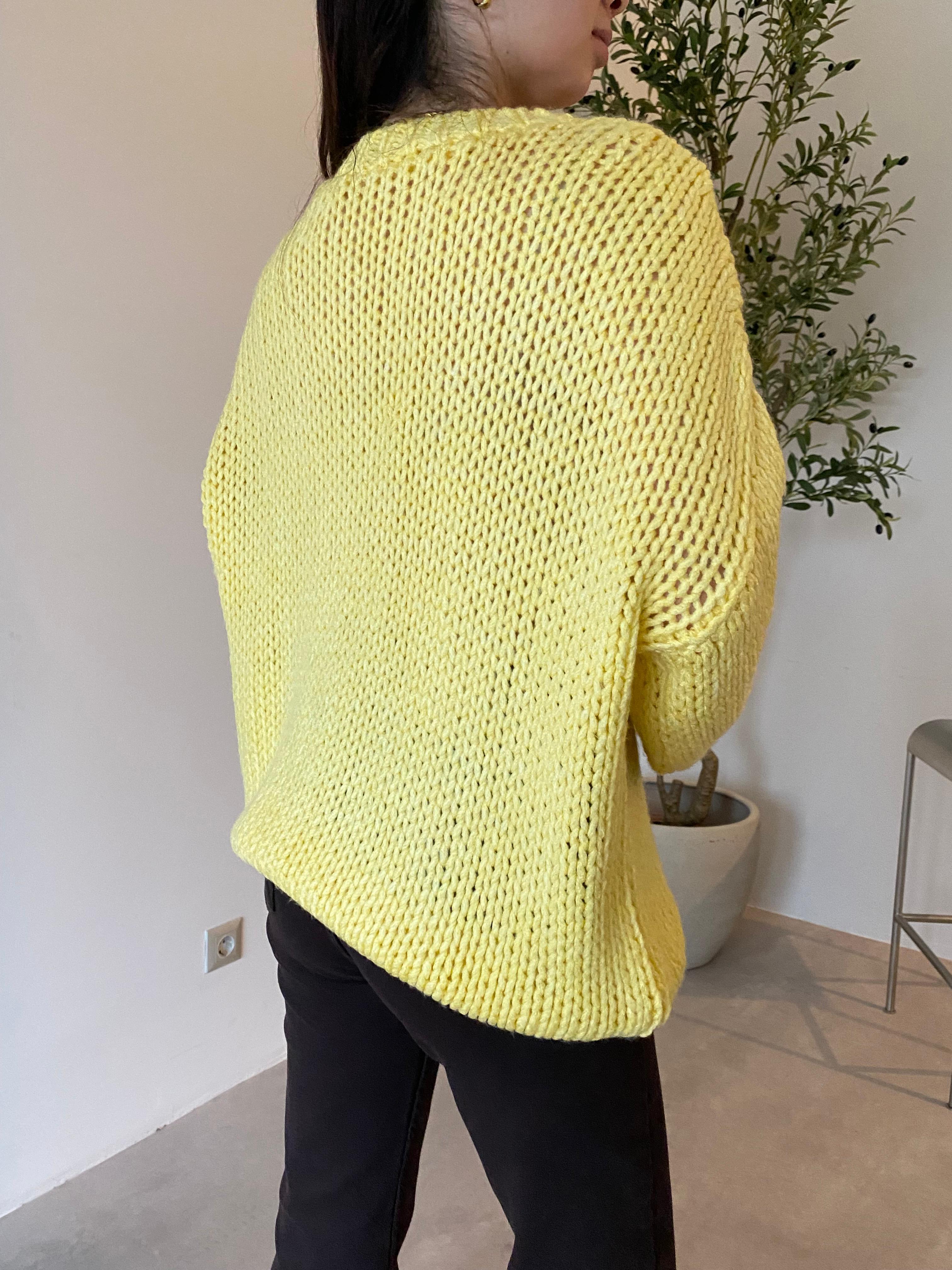Sarı Bisiklet Yaka Oversize Kazak