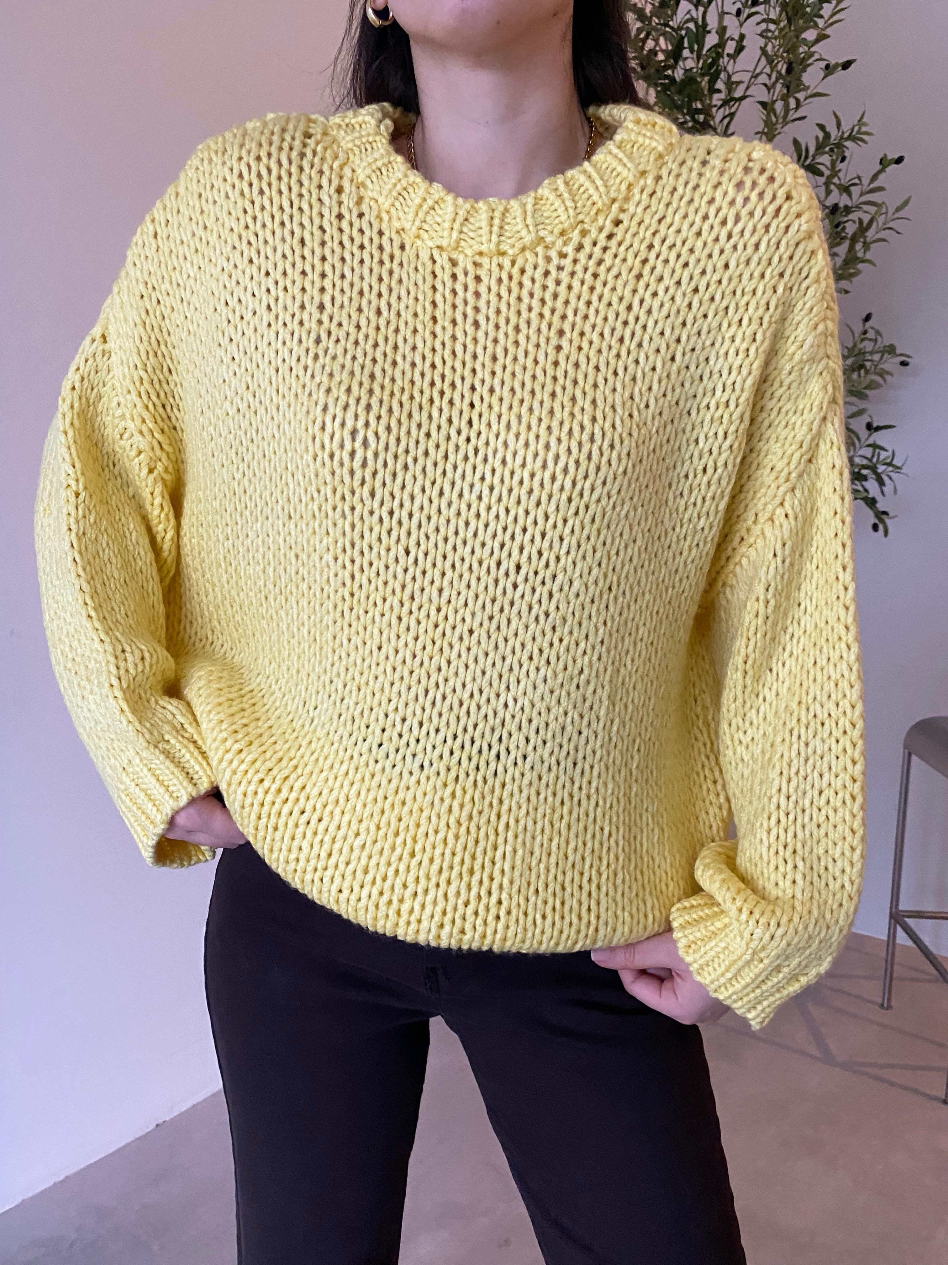 Sarı Bisiklet Yaka Oversize Kazak