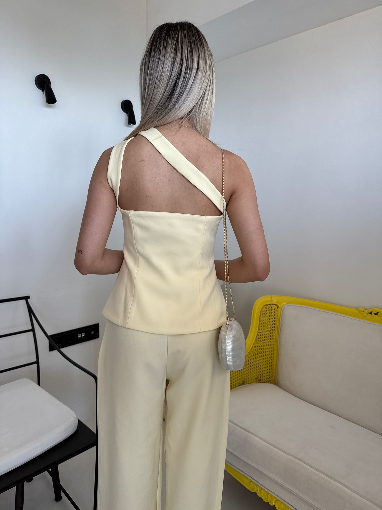 Sarı Gold Düğmeli Takım
