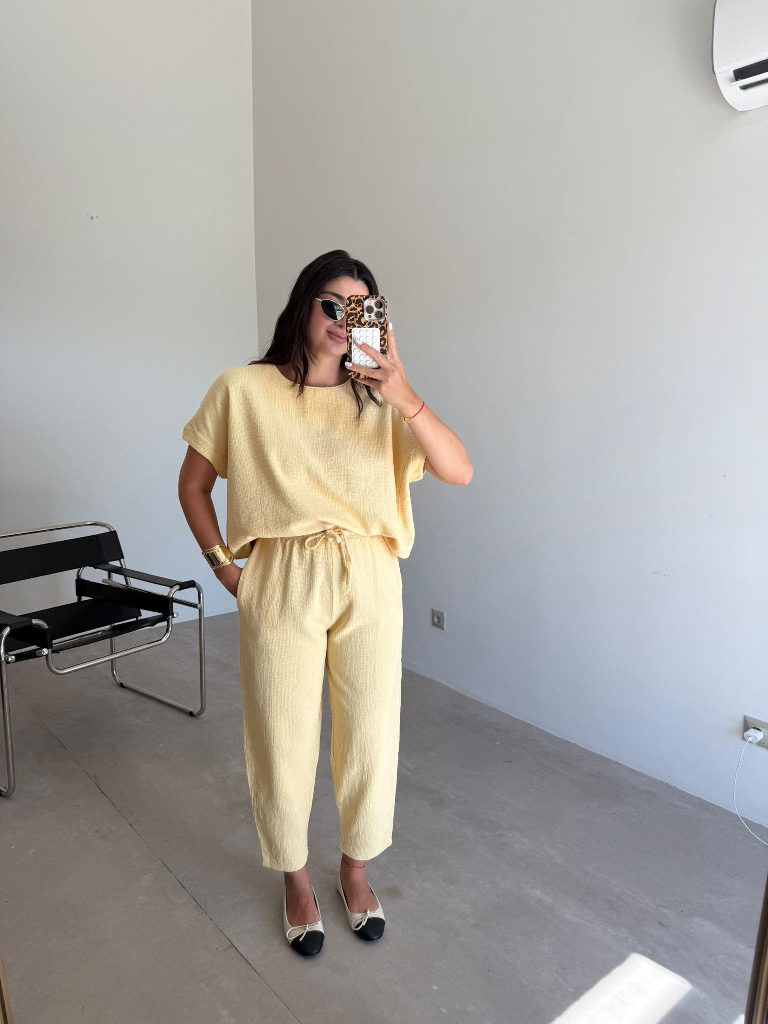 Sarı Ham Keten İkili Takım