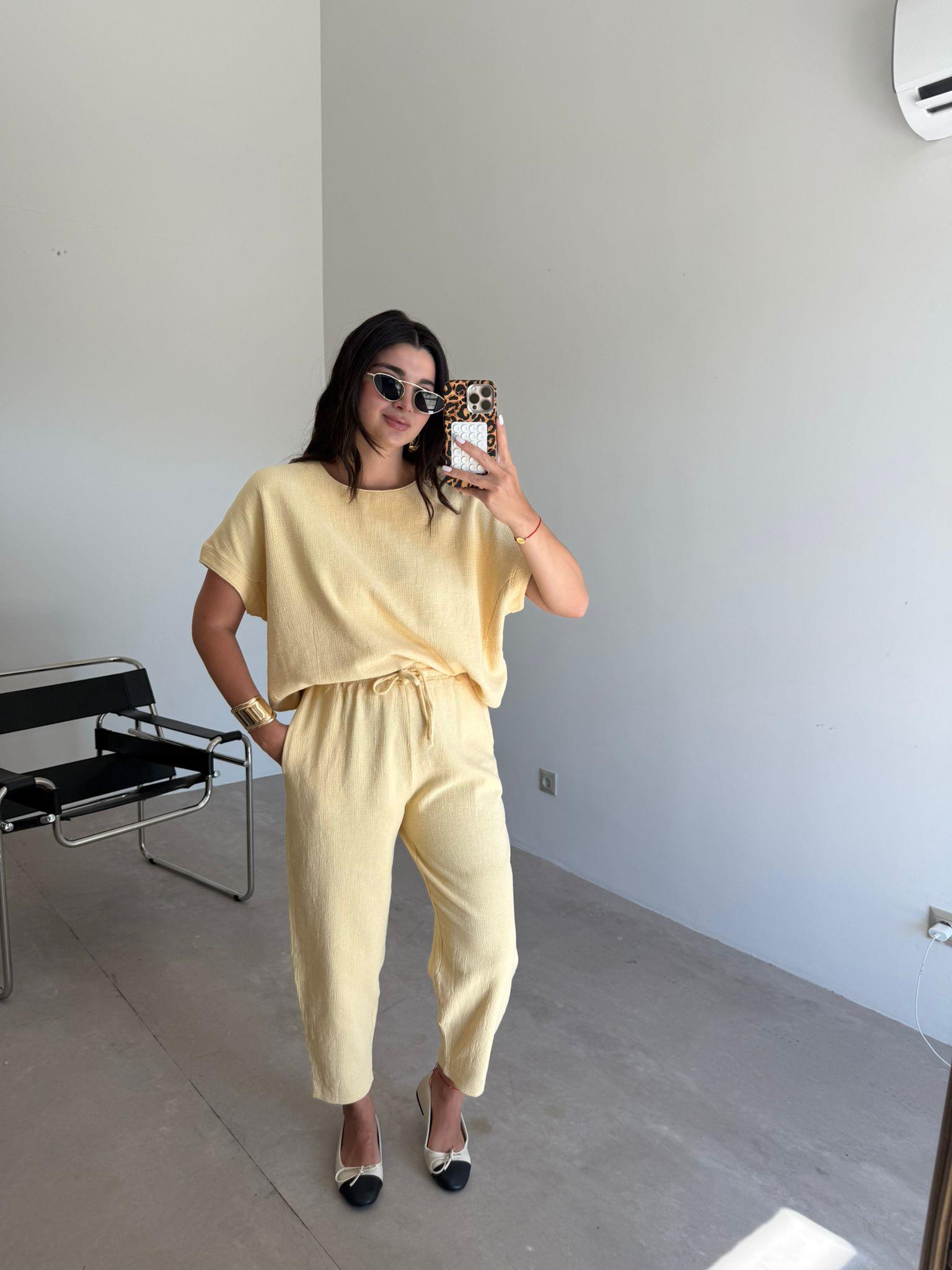 Sarı Ham Keten İkili Takım