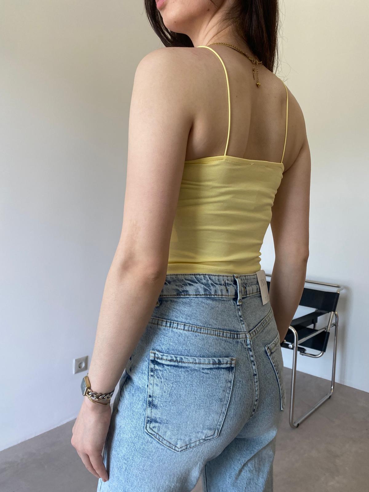 Sarı İp Askılı Kısa Tina Crop (40 Cm)