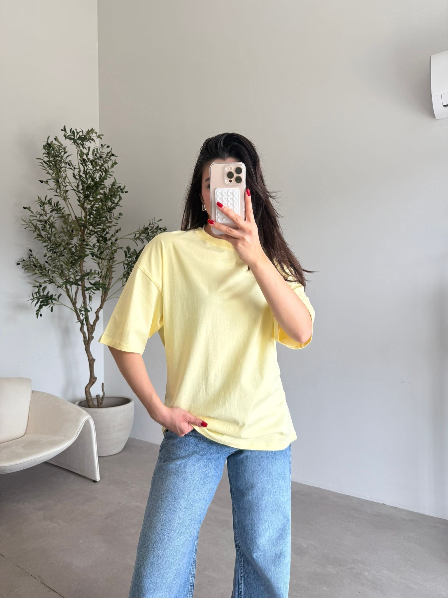 Sarı Oversize Maya Tişört