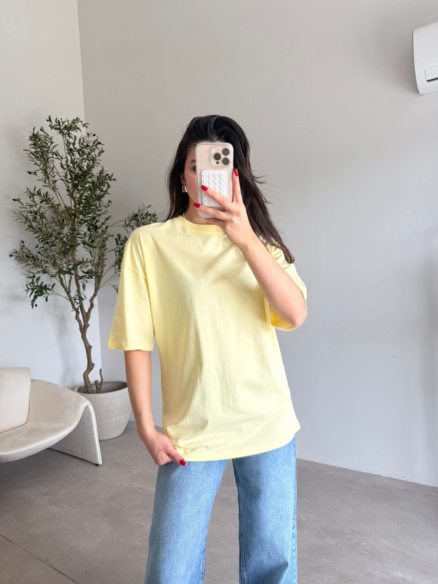 Sarı Oversize Maya Tişört