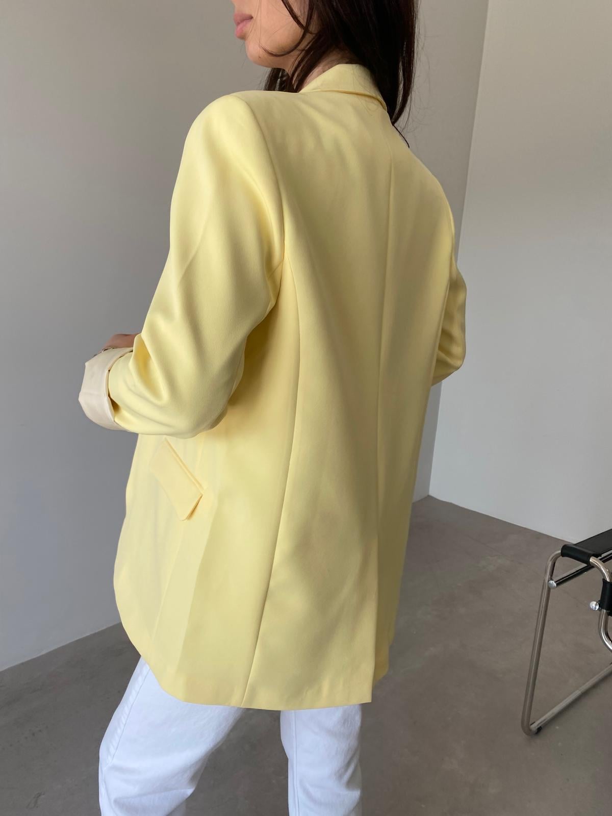 Sarı Tek Düğmeli Blazer Ceket
