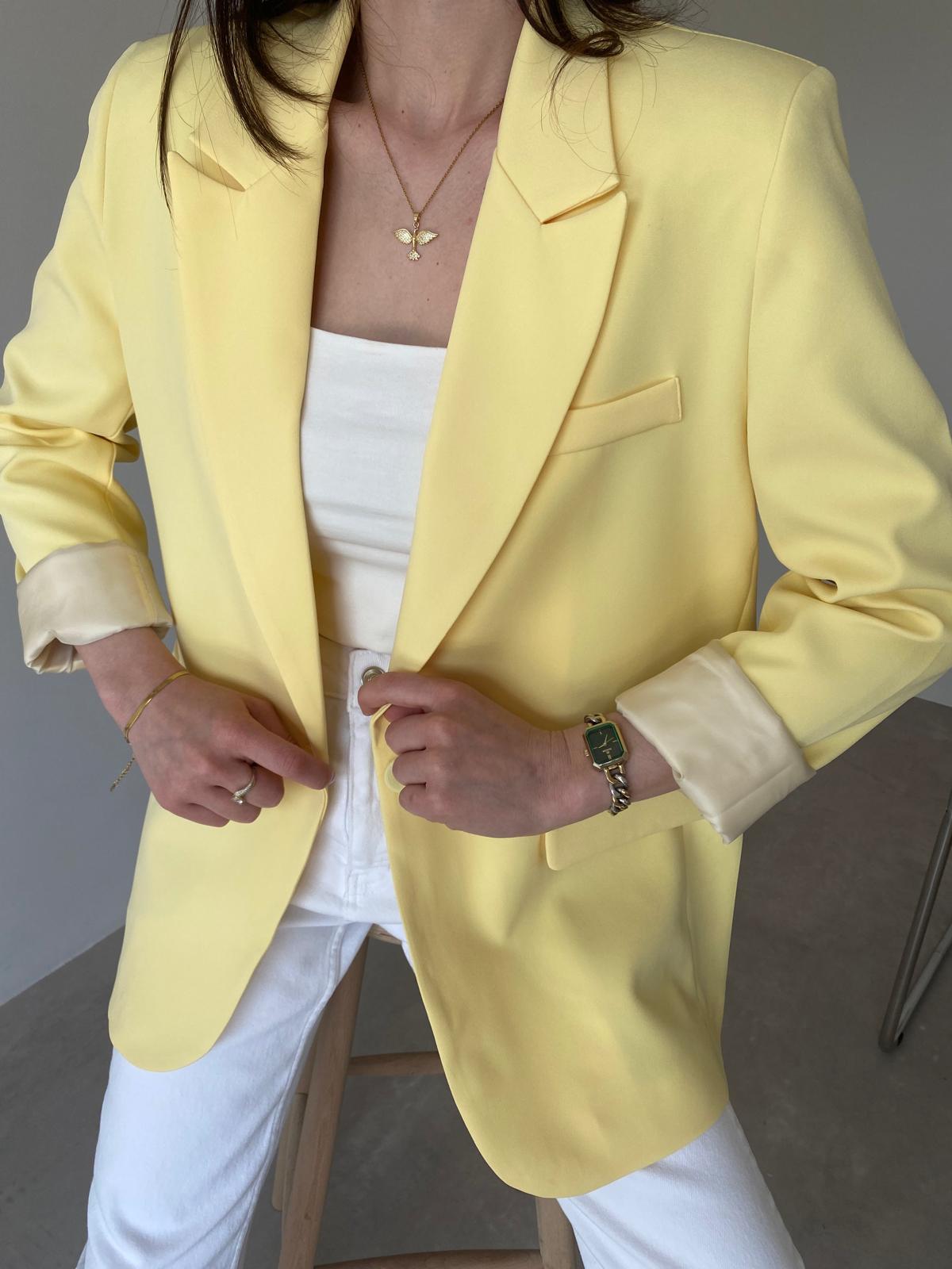 Sarı Tek Düğmeli Blazer Ceket