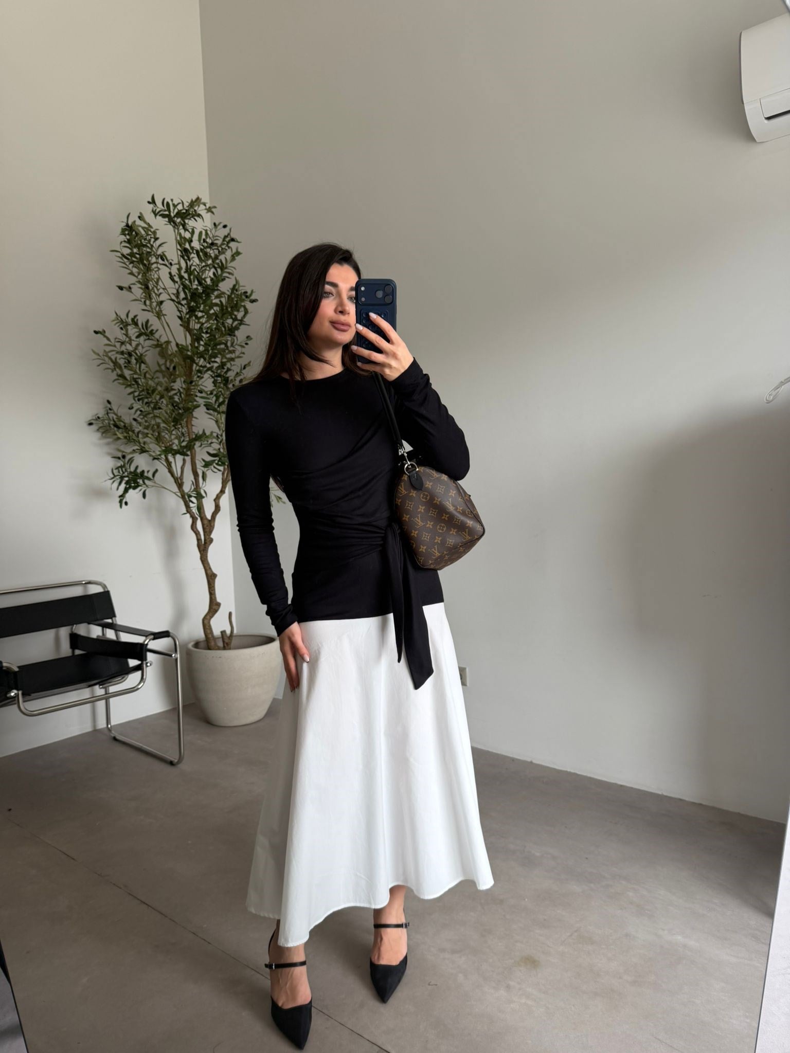 Siyah Altı Poplin Likralı Elbise