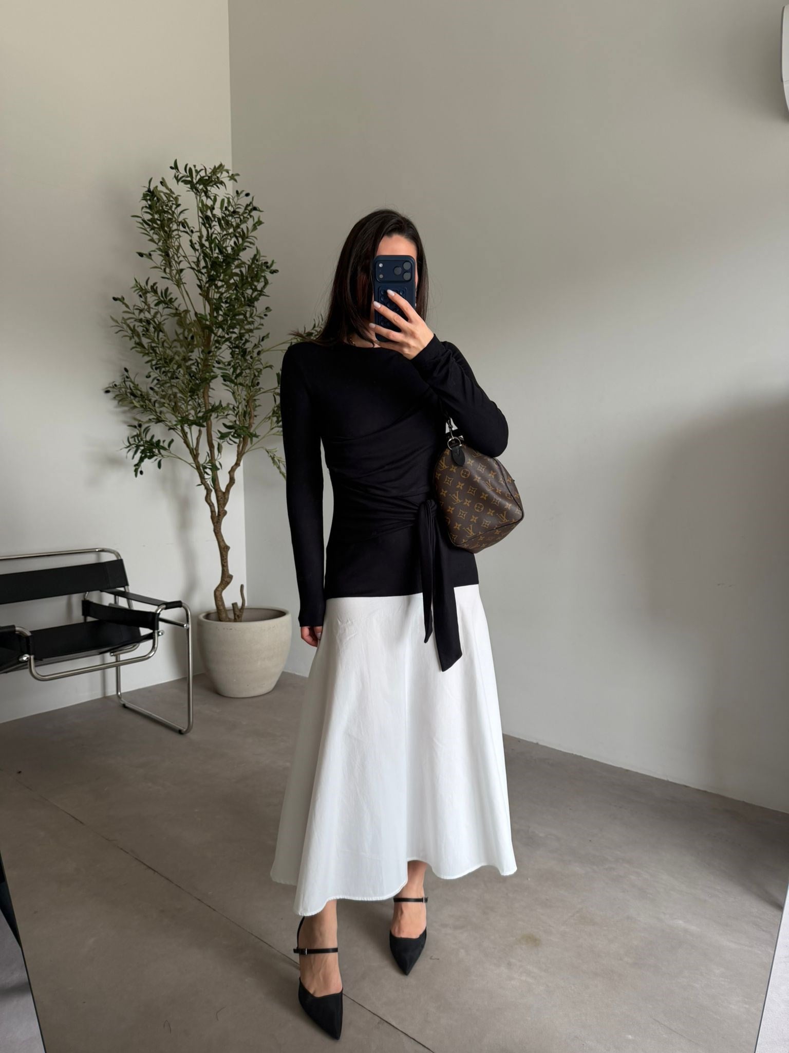 Siyah Altı Poplin Likralı Elbise