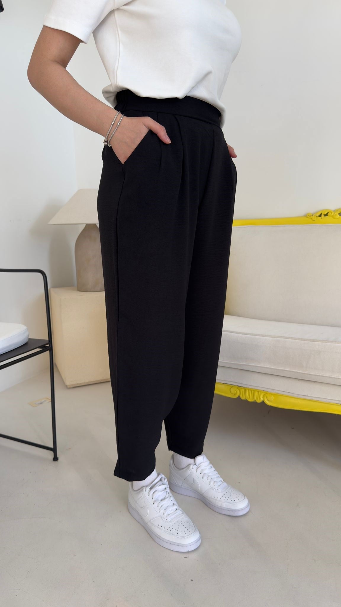 Siyah Ayrobin Şalvar Pantolon