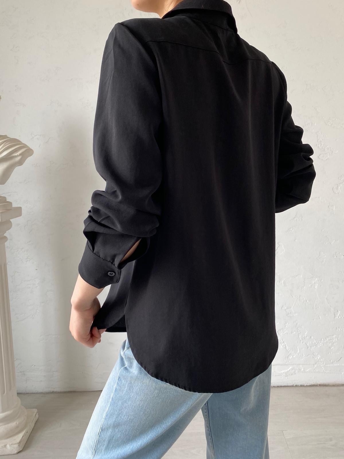 Siyah Basic Crep Gömlek