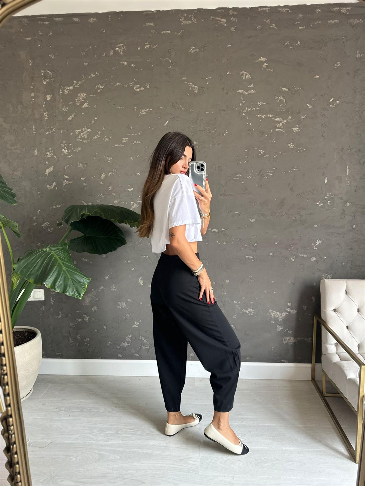 Siyah Beli Lastikli Carla Pantolon