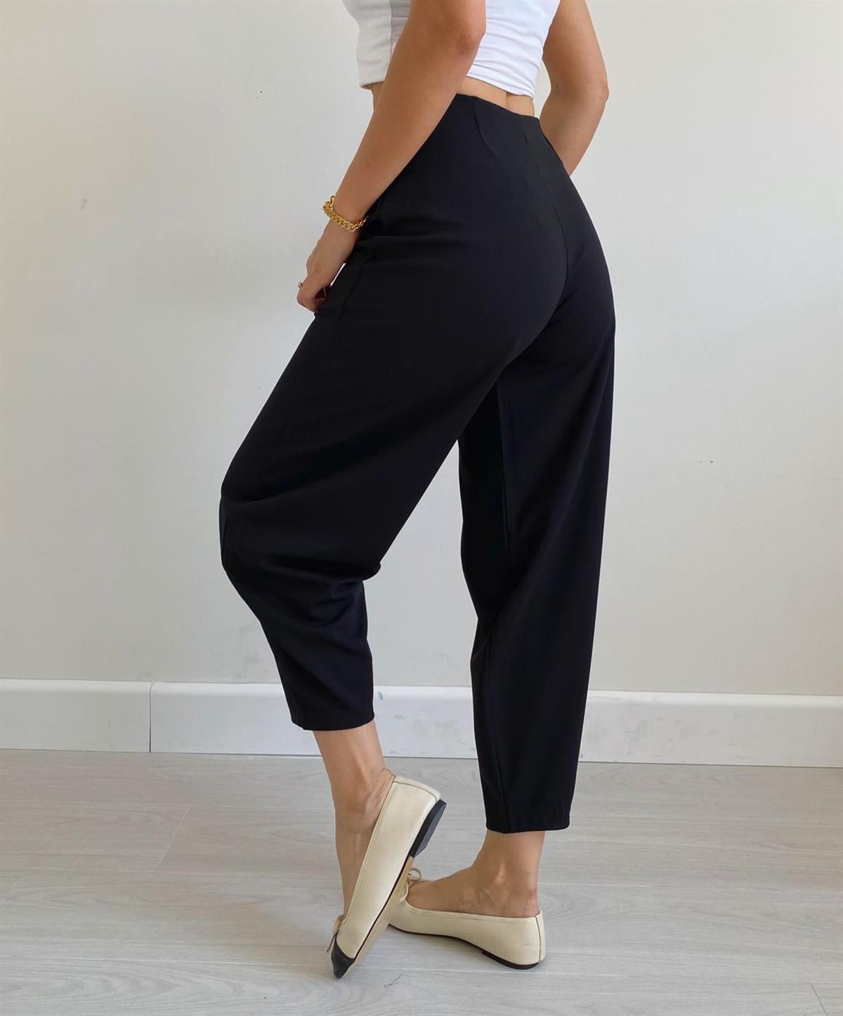 Siyah Beli Lastikli Carla Pantolon