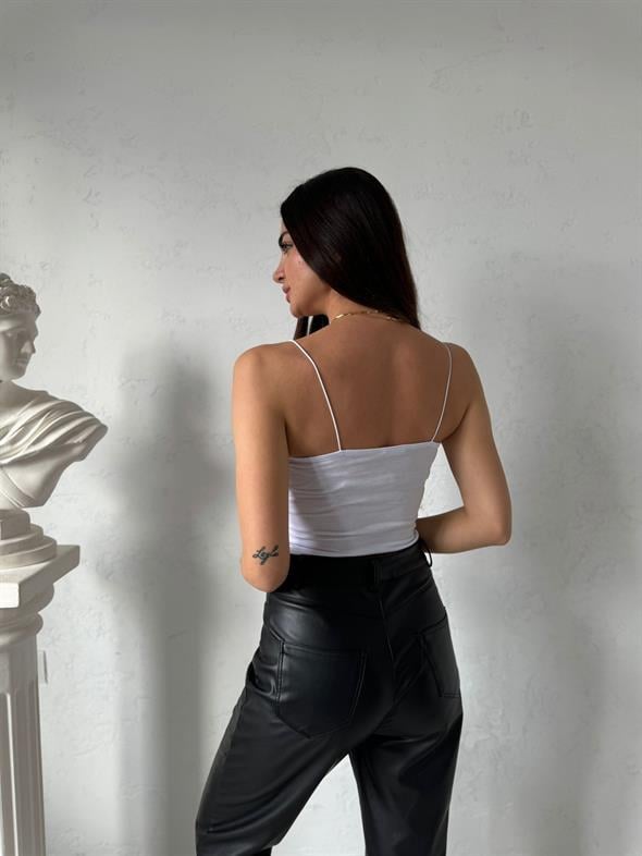 Siyah Beyaz Askılı İp Askılı 2'li Kısa Tina Crop