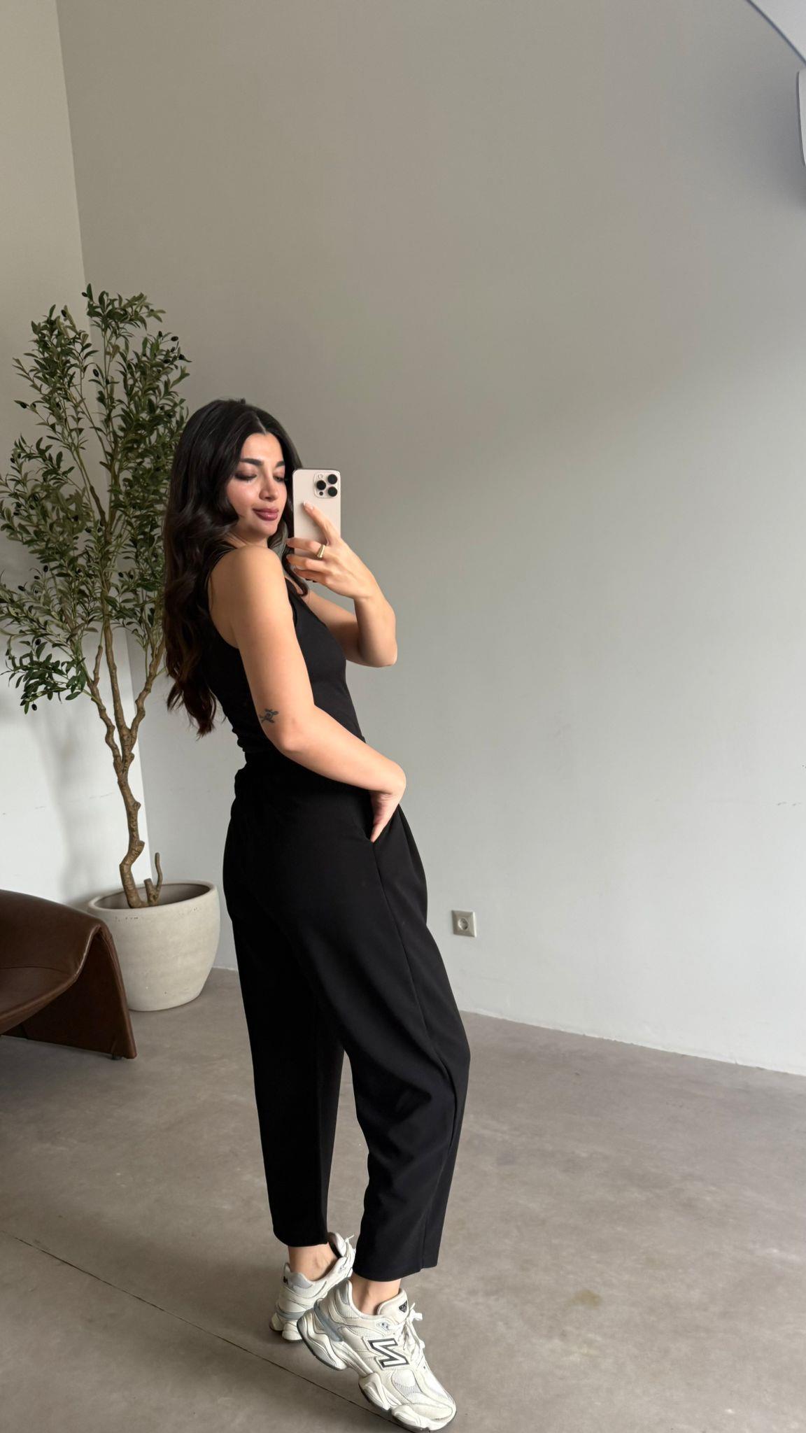 Siyah Cepli Liza Şalvar Pantolon