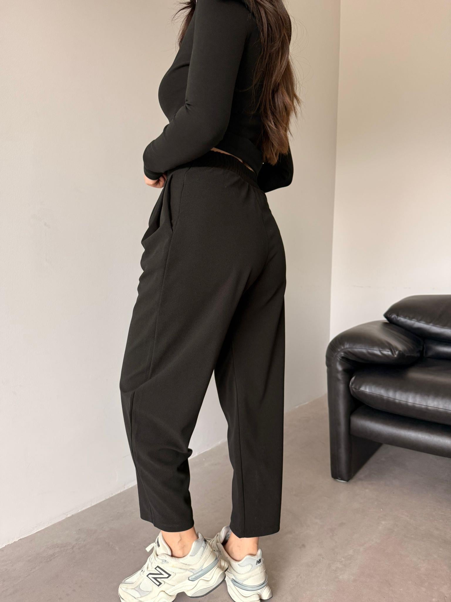 Siyah Cepli Liza Şalvar Pantolon