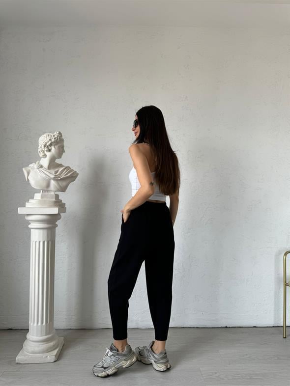 Siyah Cepli Liza Şalvar Pantolon