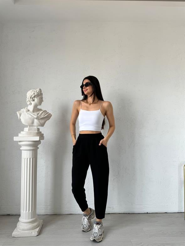 Siyah Cepli Liza Şalvar Pantolon