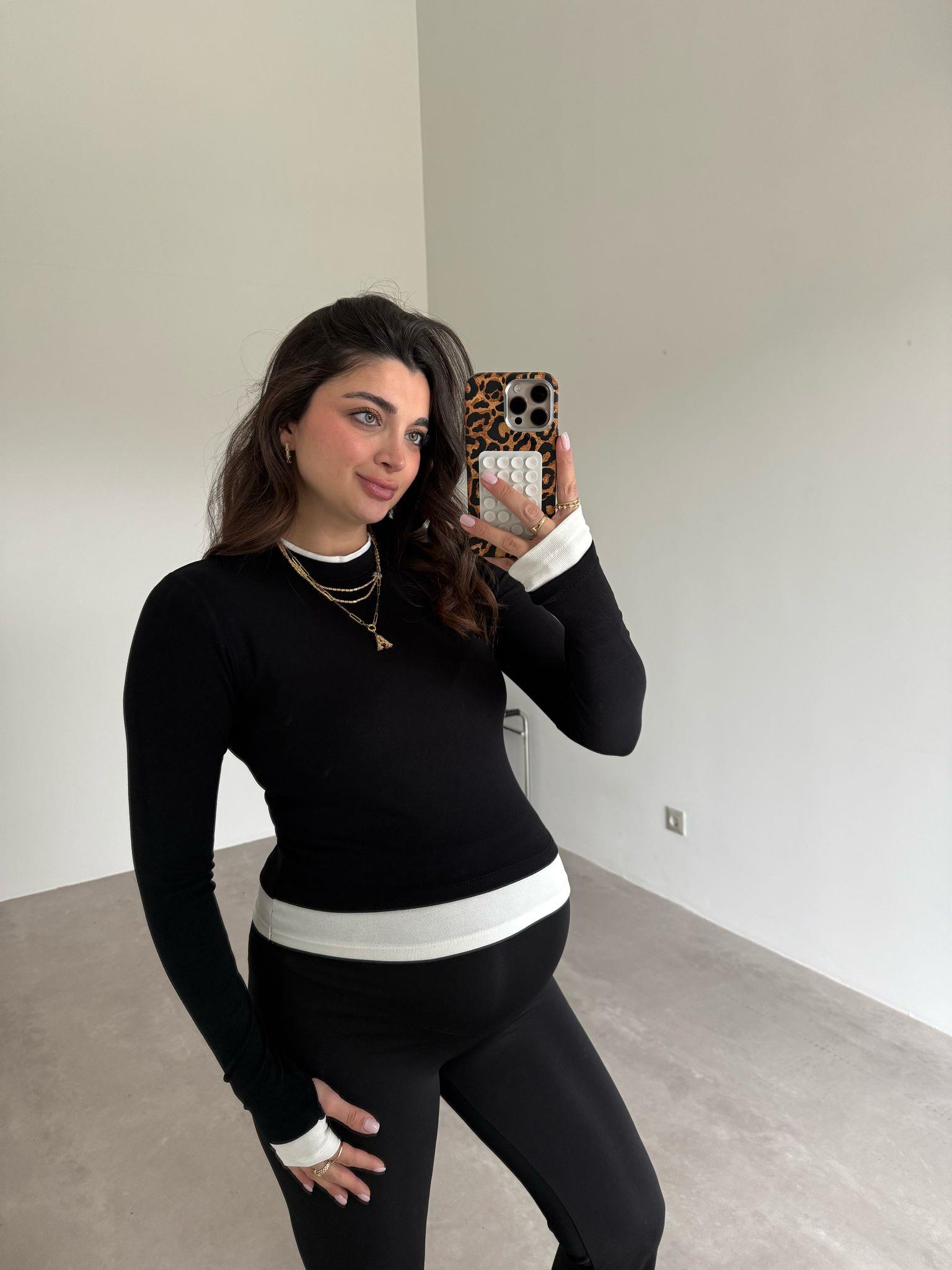 Siyah Çift Yaka Aura Bluz