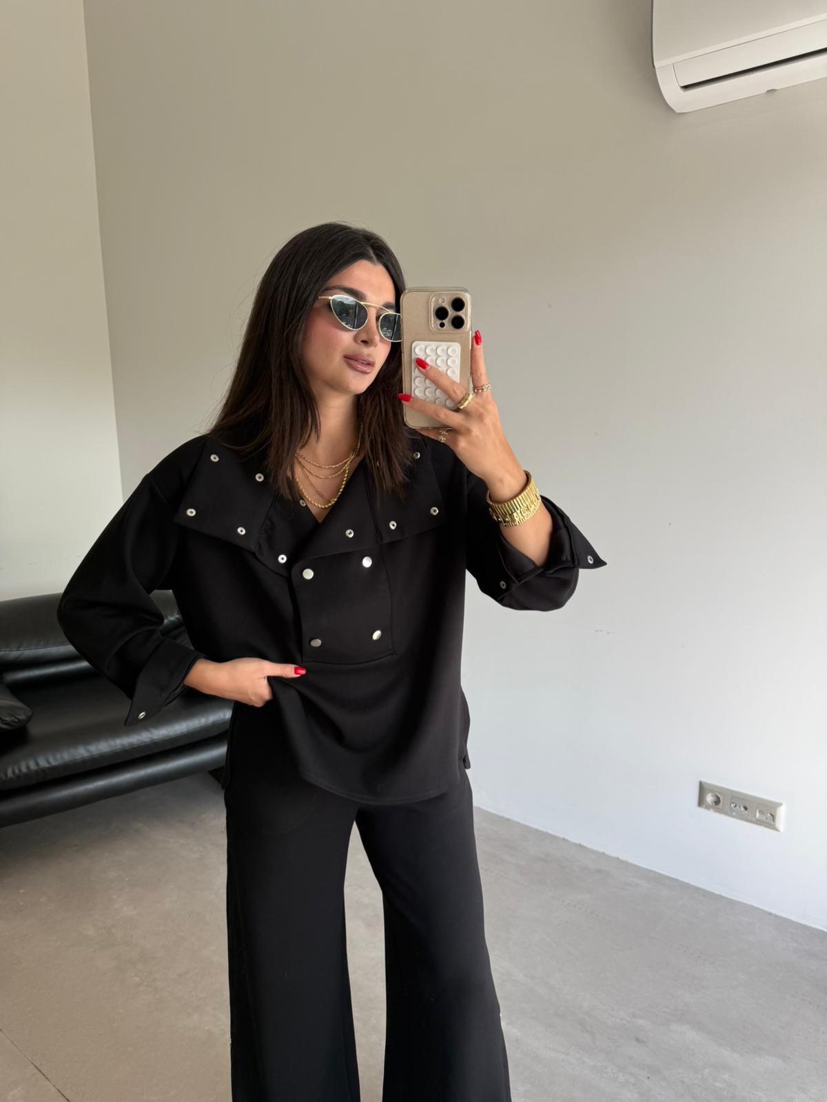 Siyah Çıtçıt Detaylı Premium Kalite Modal Takım