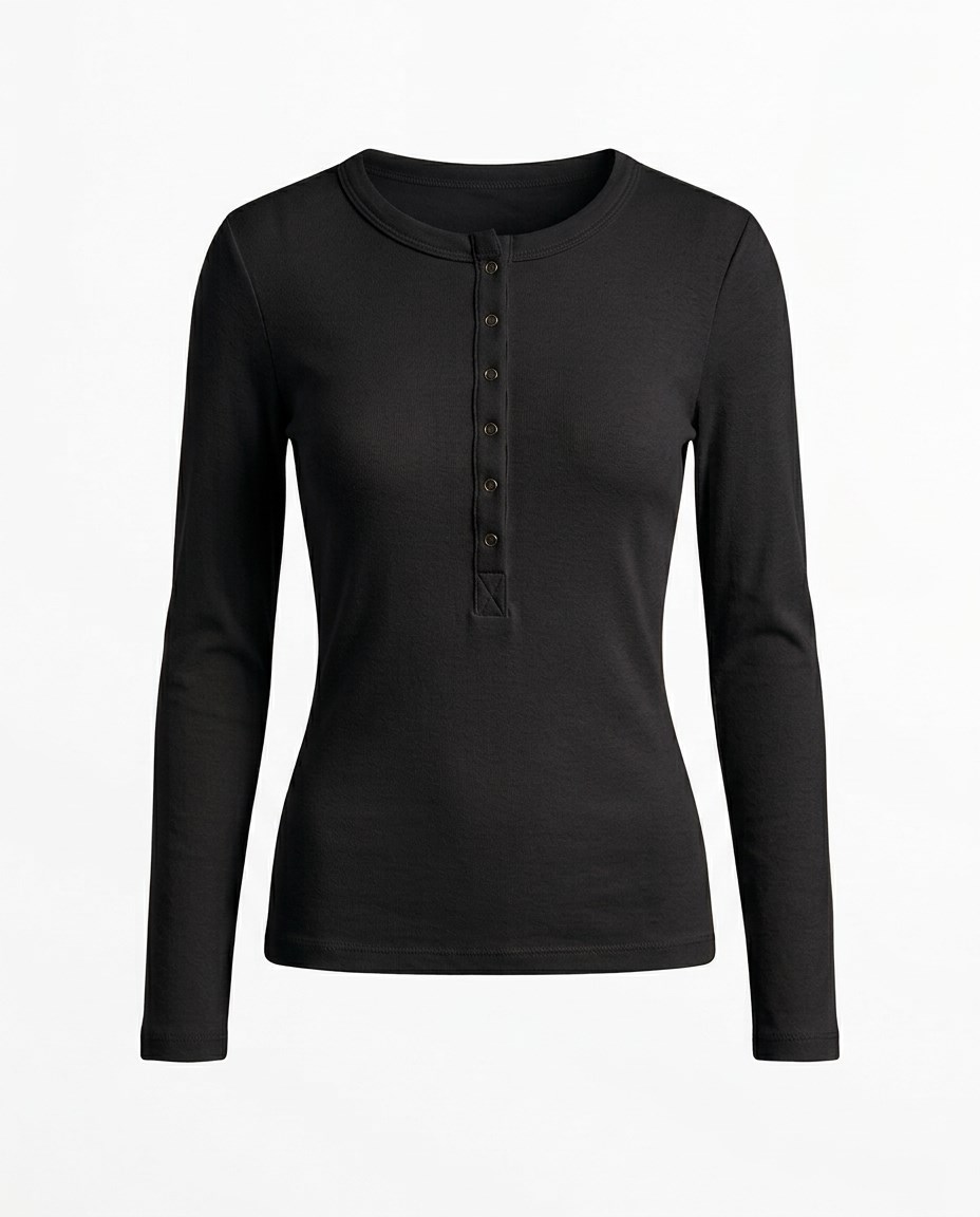 Siyah Çıtçıtlı Basic Bluz