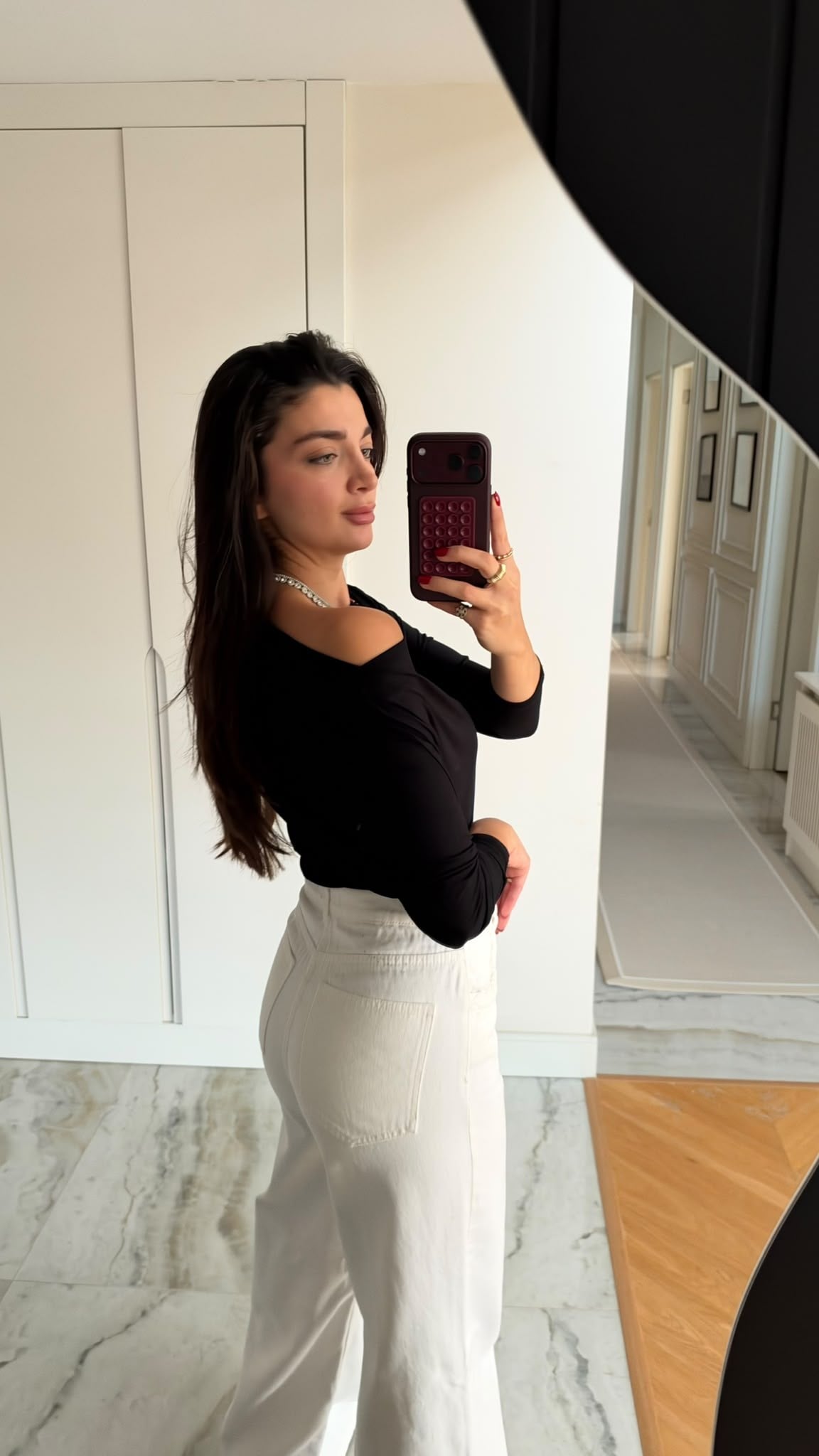 Siyah Düşük Omuz Luna Bluz