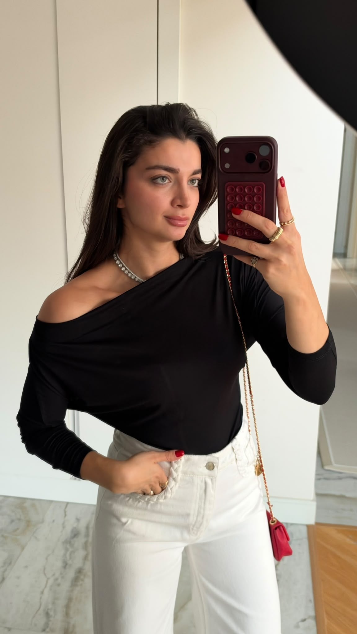 Siyah Düşük Omuz Luna Bluz